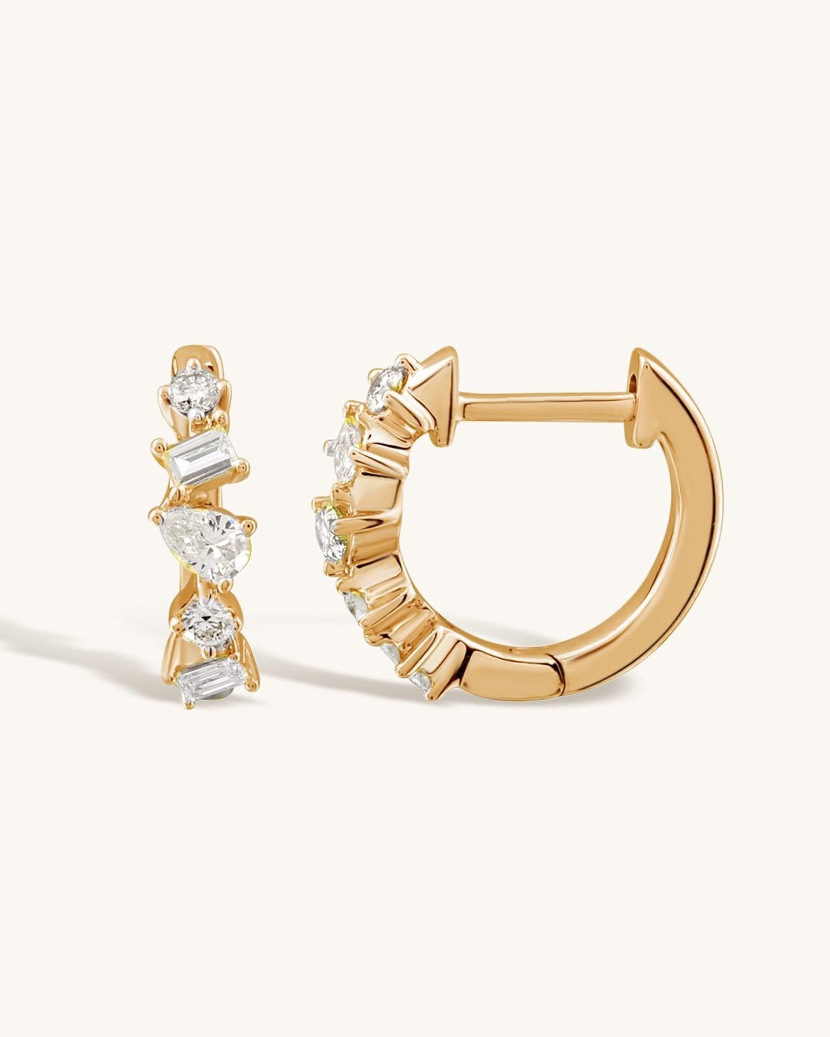 Multi Shape Diamond Prong Huggies - Sparkle Society