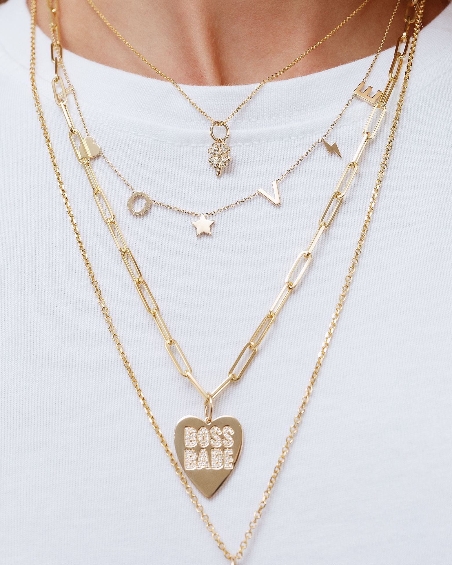 Multi Solid Gold Custom Necklace - Sparkle Society