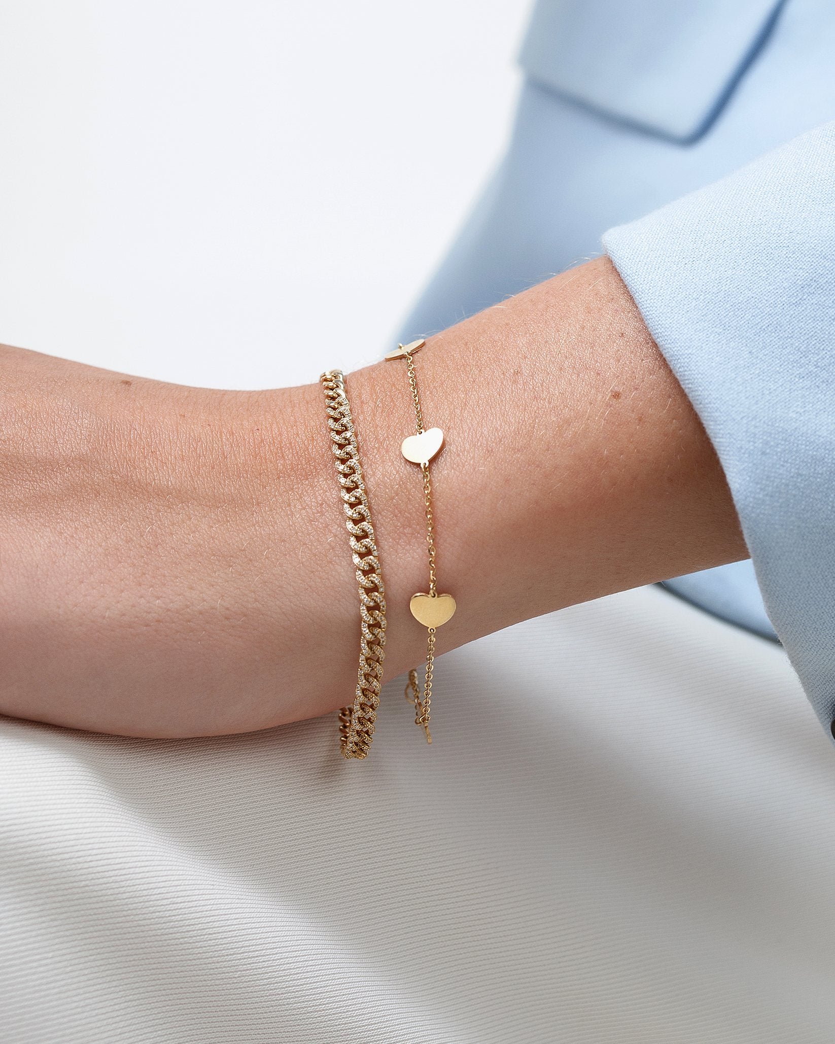 Multi Solid Gold Heart Bracelet - Sparkle Society 