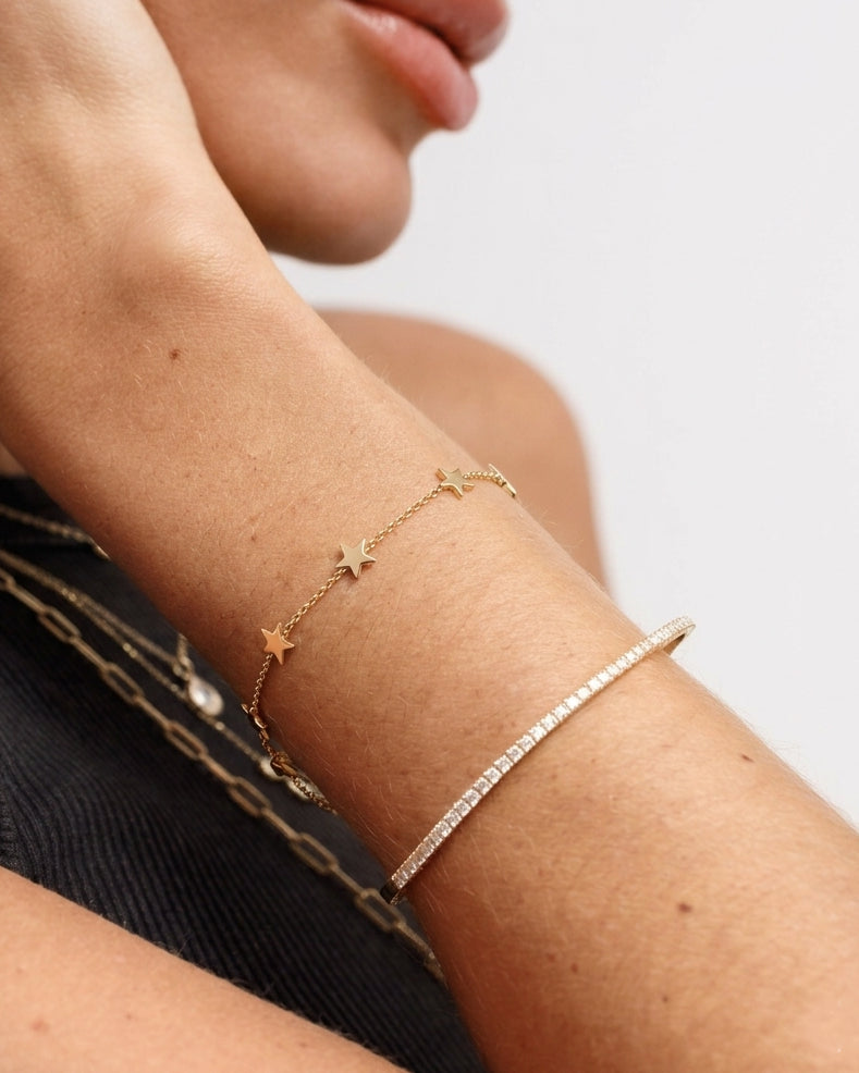 Multi Solid Gold Star Bracelet - Sparkle Society