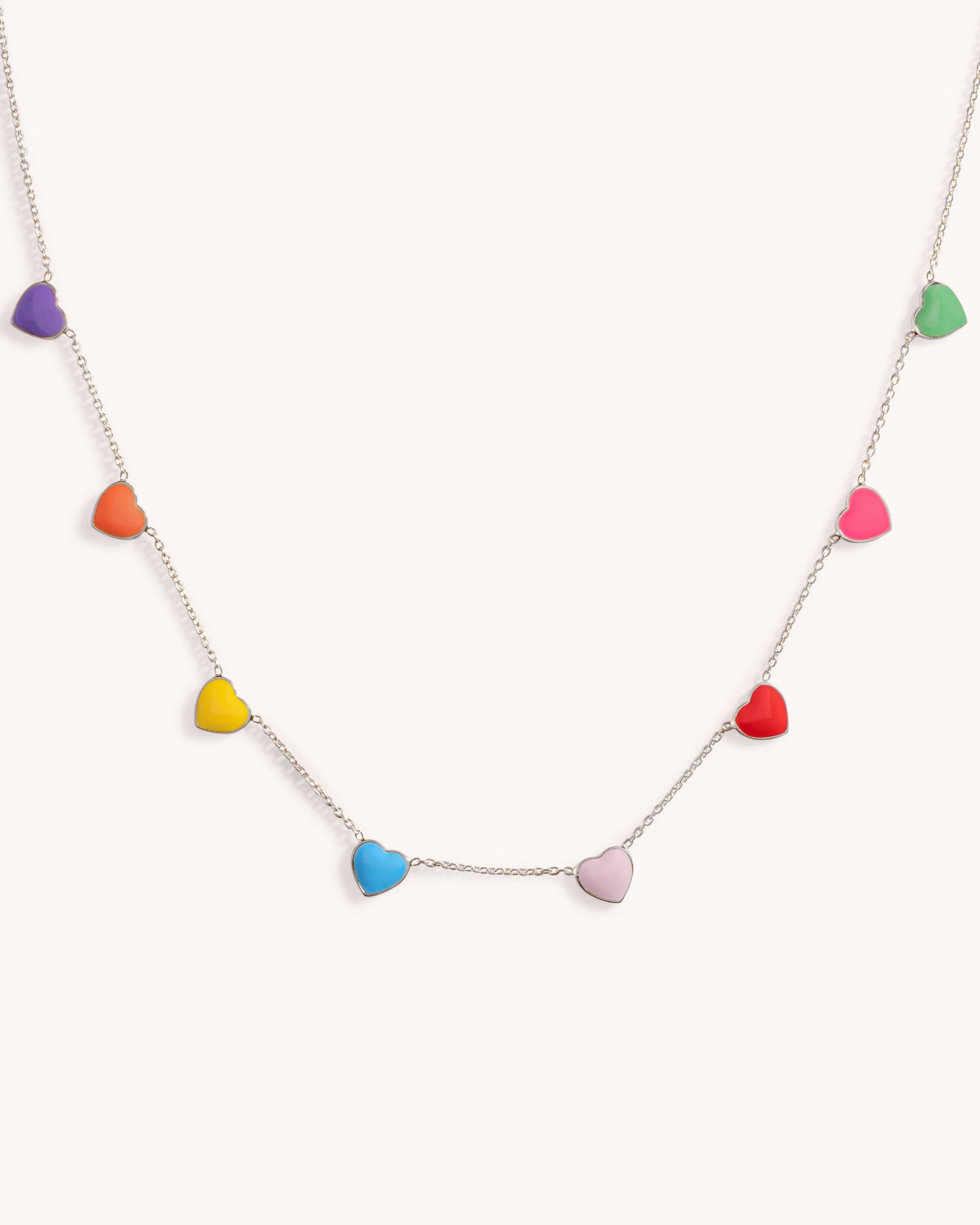 Multicolor Enamel Heart Necklace - Sparkle Society
