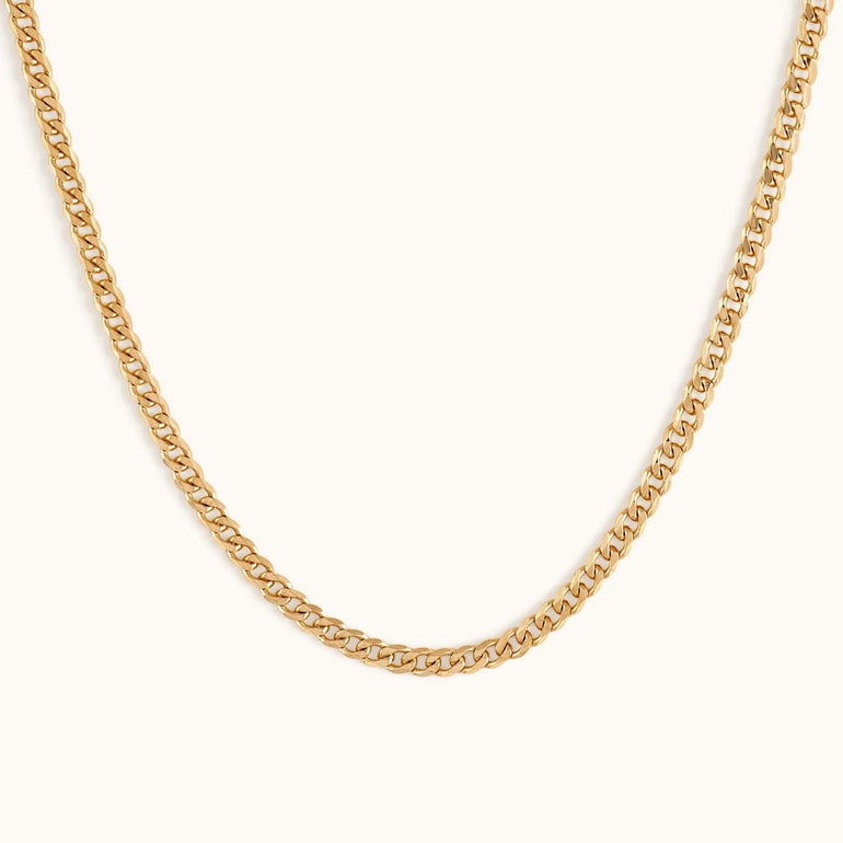 Open Curb Solid Gold Chain Necklace - Sparkle Society