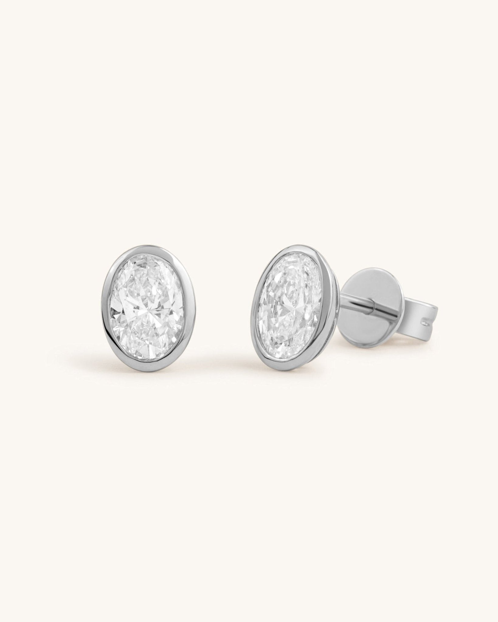 Oval Diamond Bezel Studs - Sparkle Society