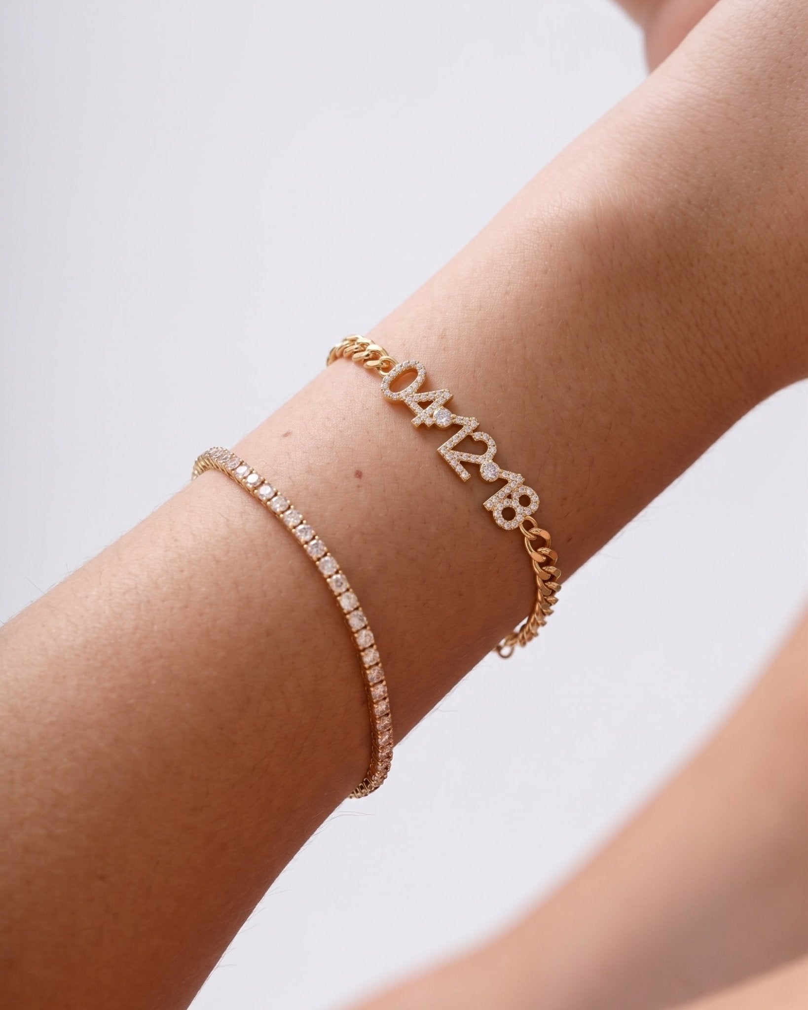 Pave Diamond Special Date On Curb Chain Bracelet - Sparkle Society