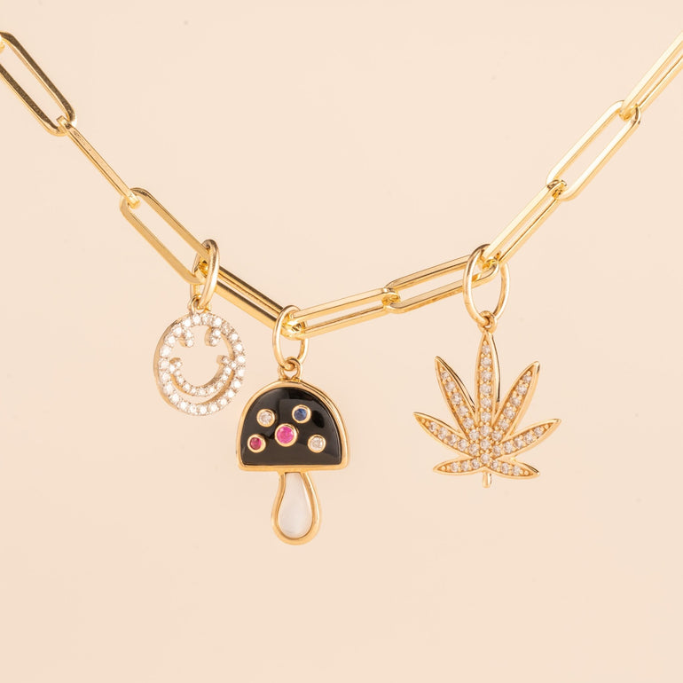Pave Joy Leaf Necklace Charm - Sparkle Society