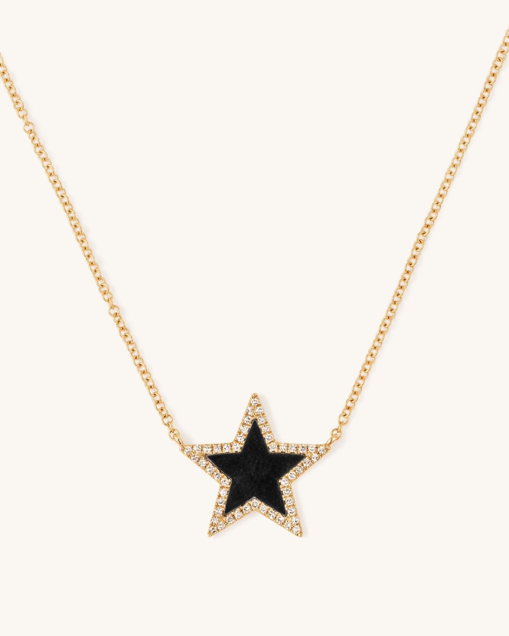 Pave Outline Black Onyx Star Necklace - Sparkle Society