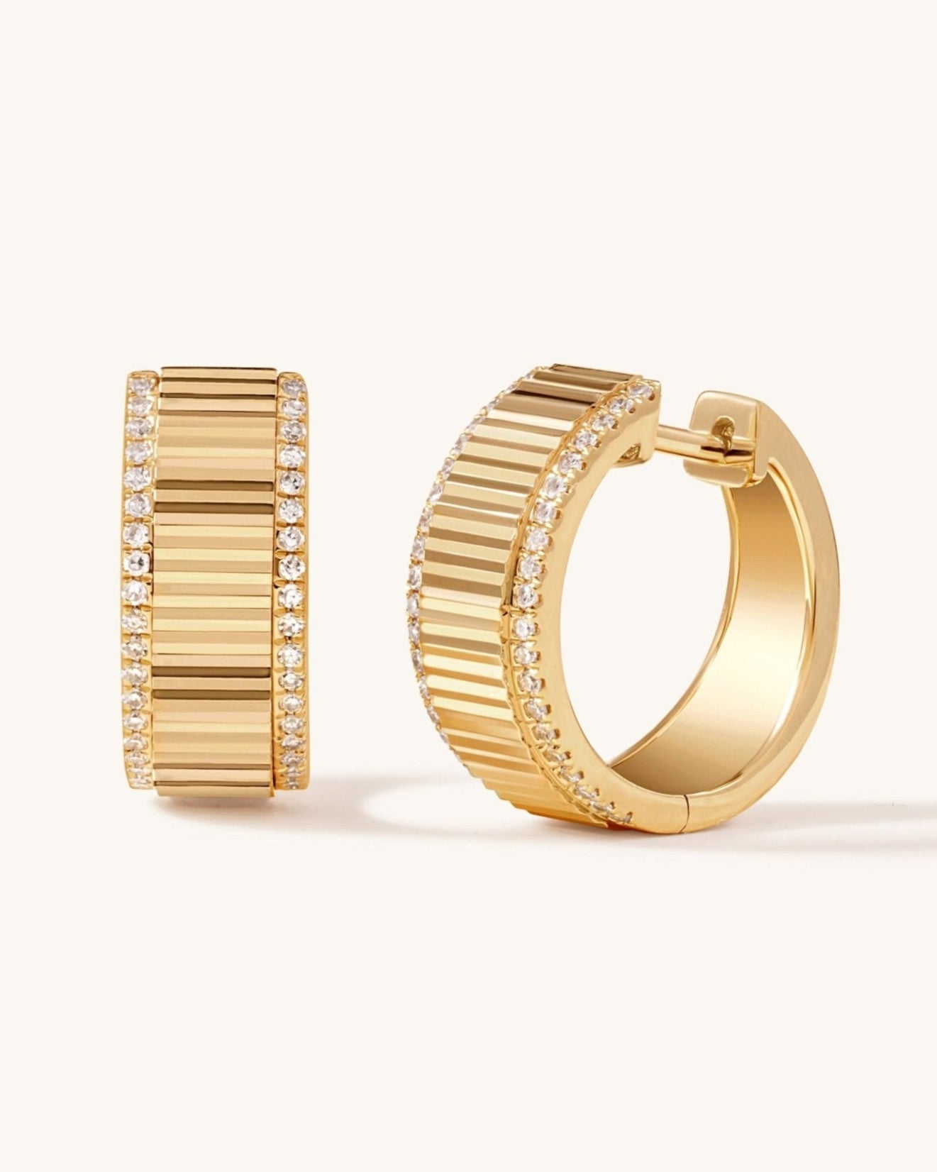 Reversible Hoops - Gold/Pave Crystals