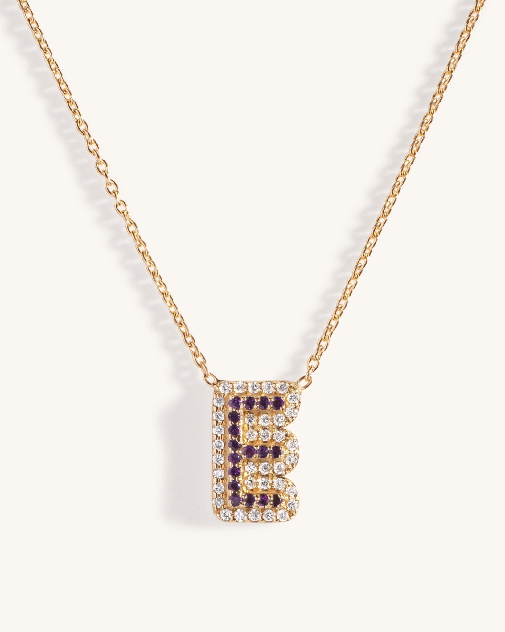 Pave Outline Gemstone Initial Necklace - Sparkle Society