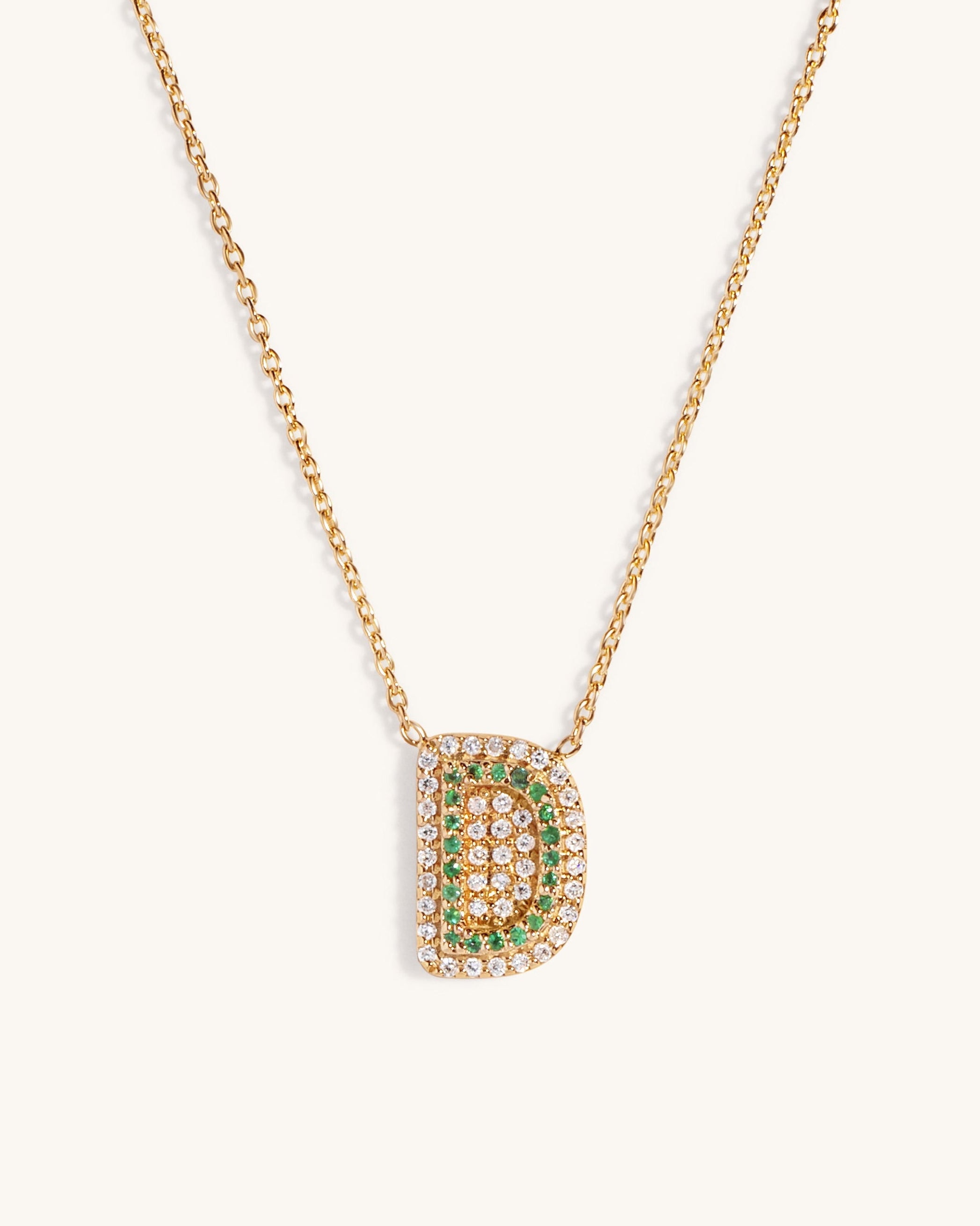 Pave Outline Gemstone Initial Necklace - Sparkle Society