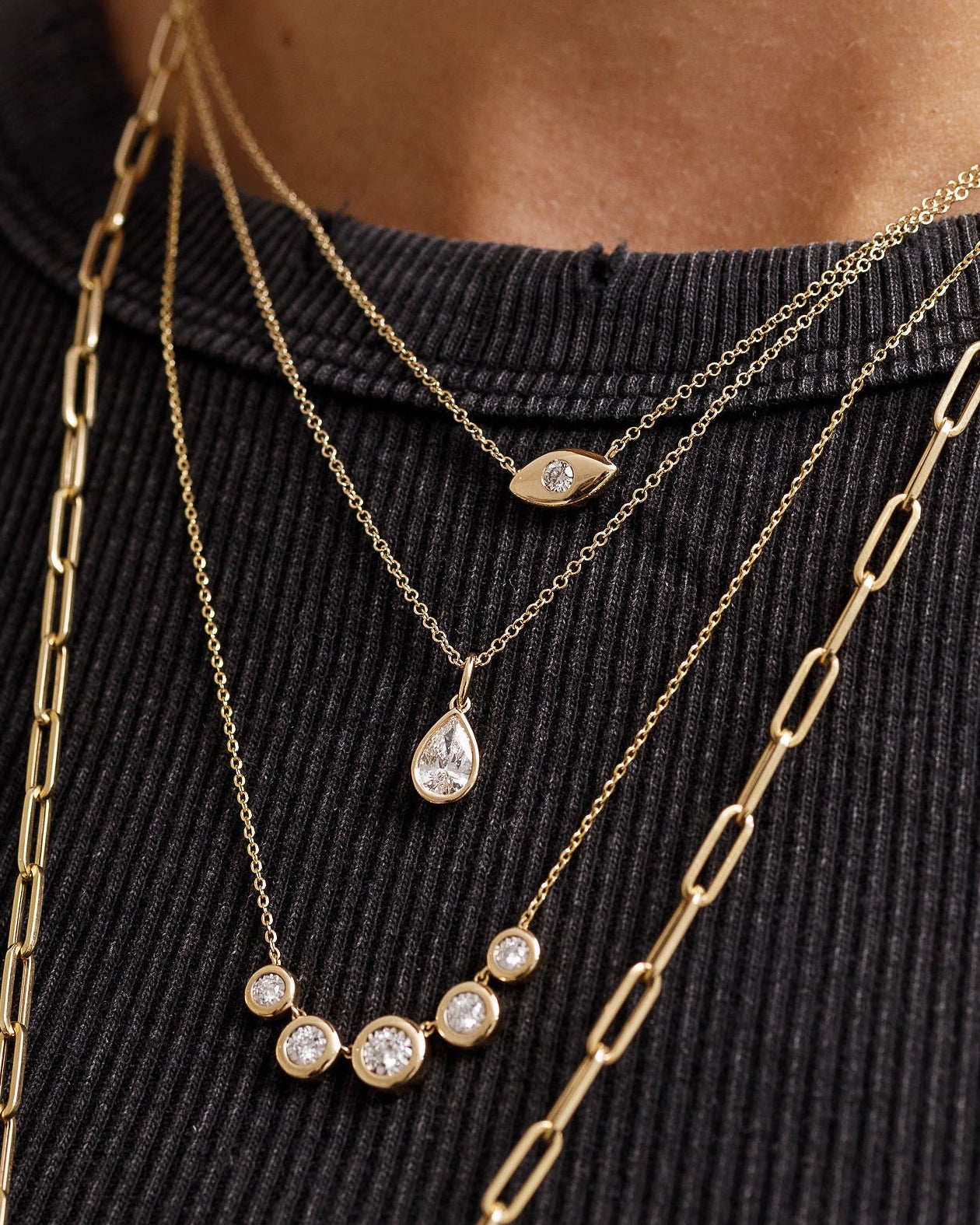 Pear Diamond Bezel Necklace - Sparkle Society