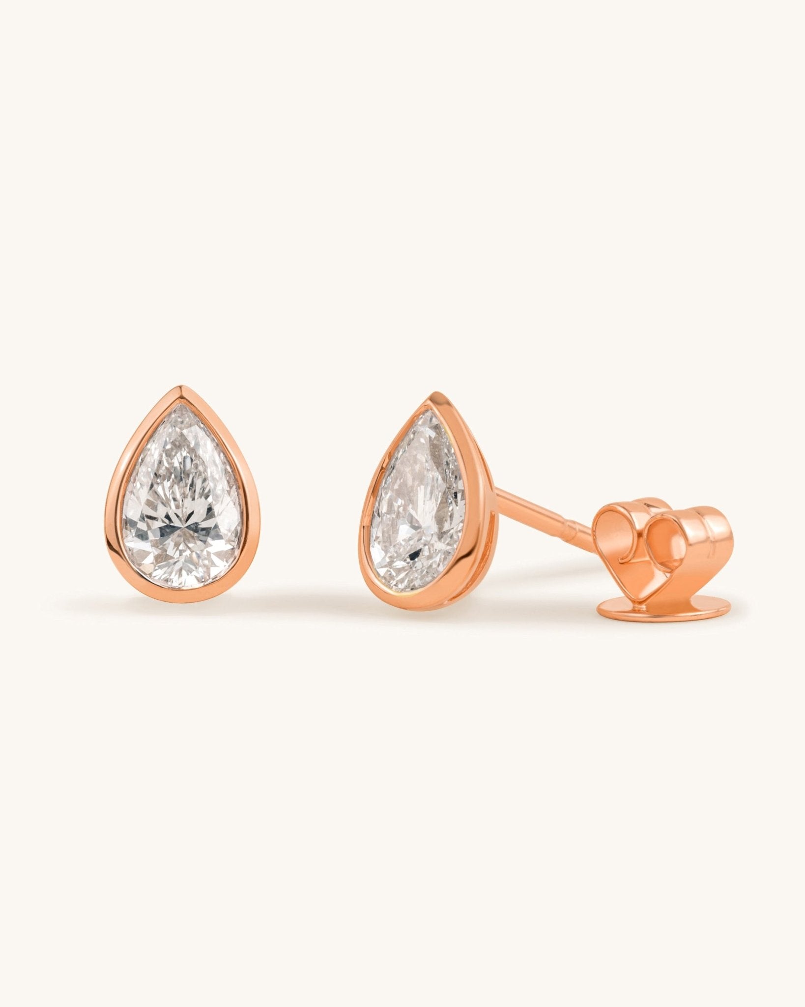 Pear Diamond Bezel Studs - Sparkle Society
