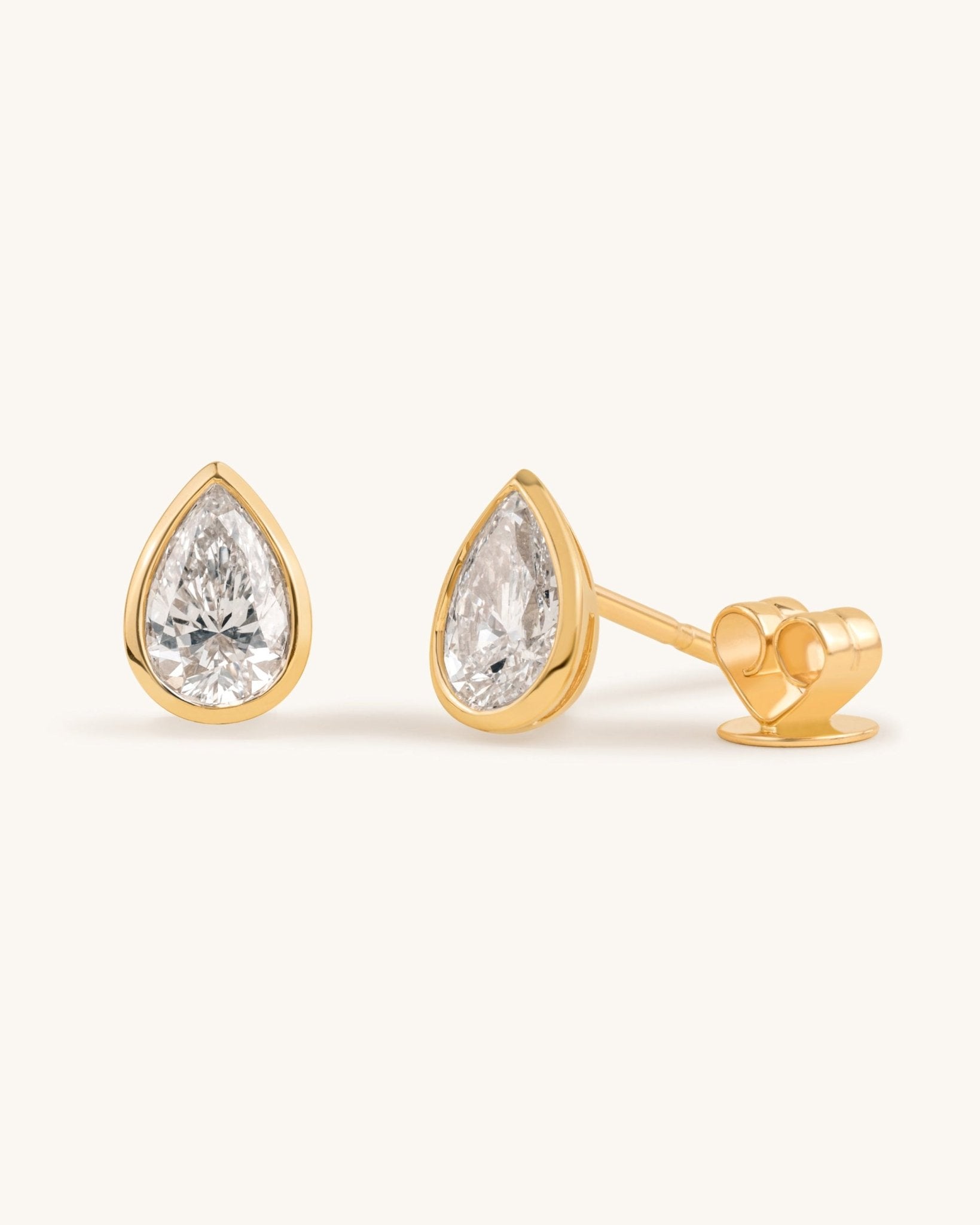 Pear Diamond Bezel Studs - Sparkle Society