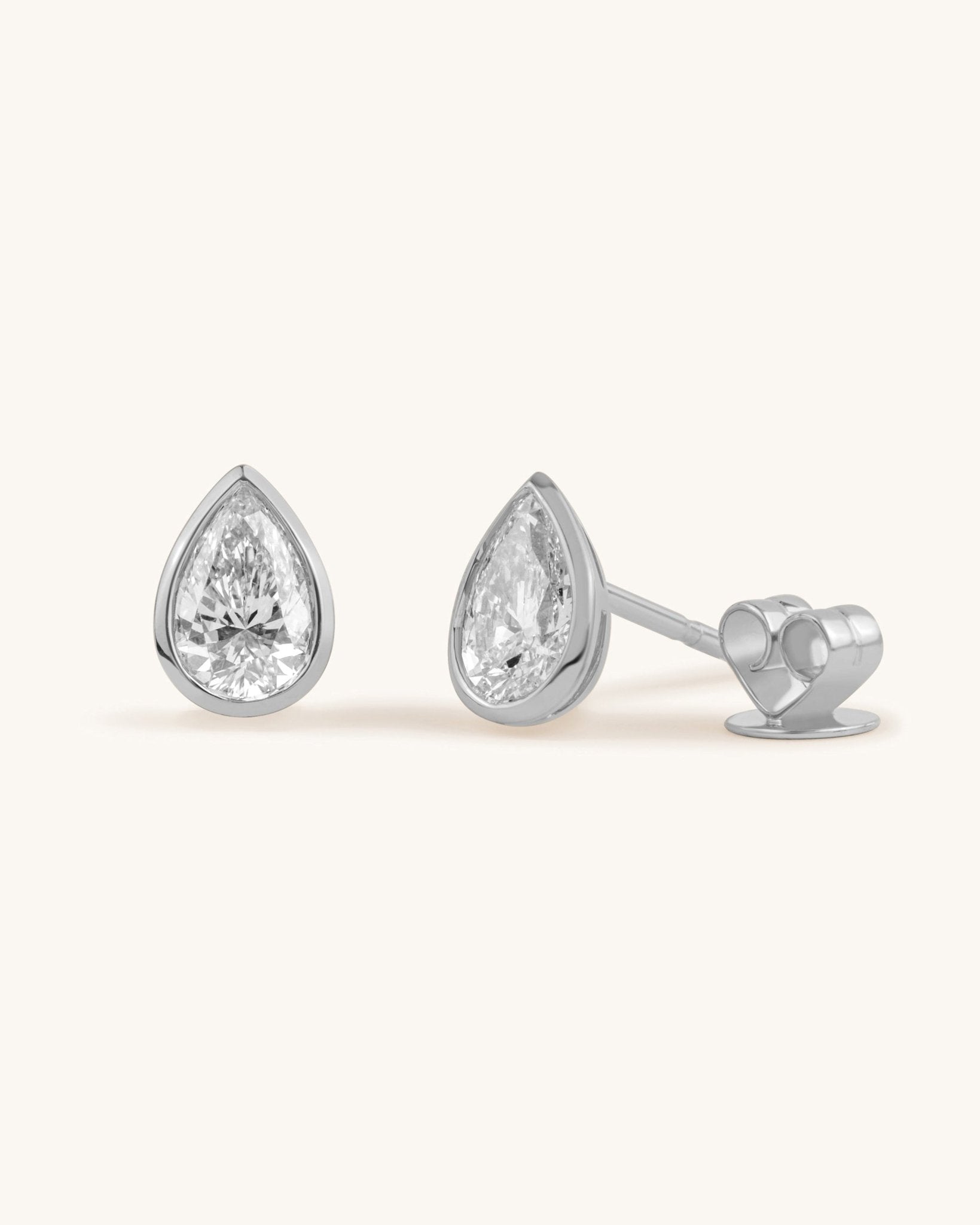 Pear Diamond Bezel Studs - Sparkle Society
