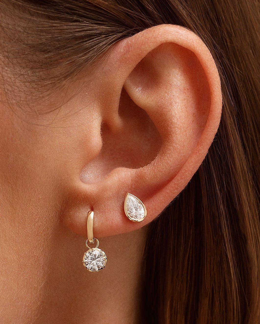 Pear Diamond Bezel Studs - Sparkle Society