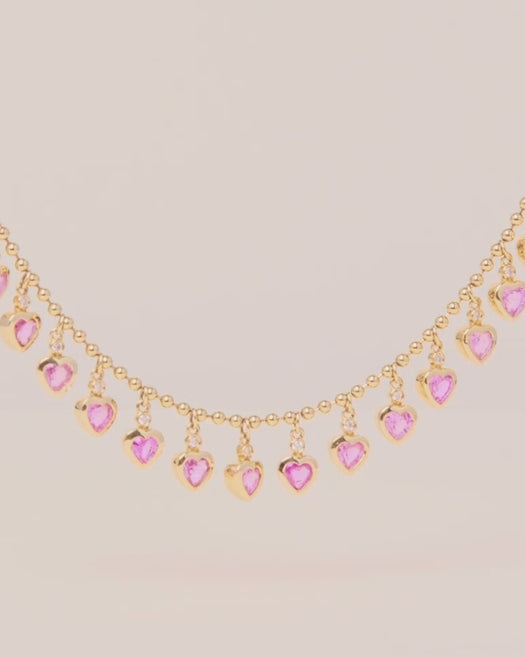 Multi Gemstone Heart Shape Necklace - Sparkle Society