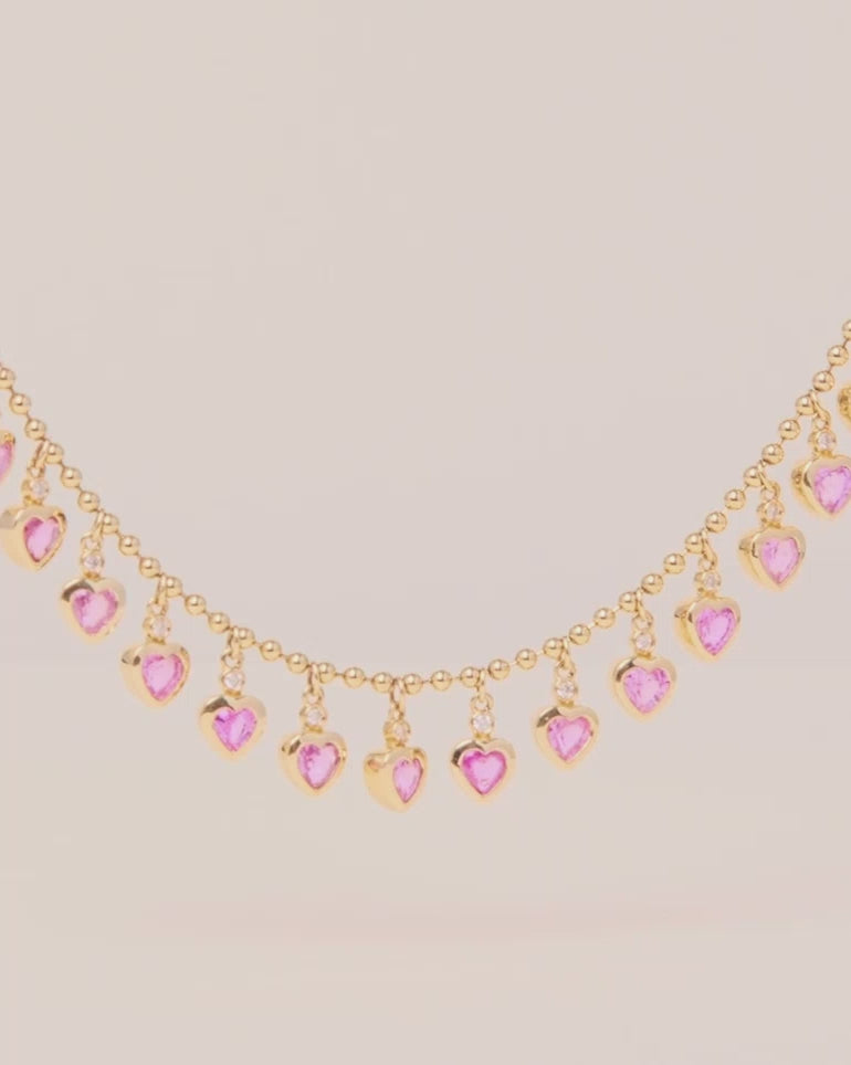 Multi Gemstone Heart Shape Necklace - Sparkle Society