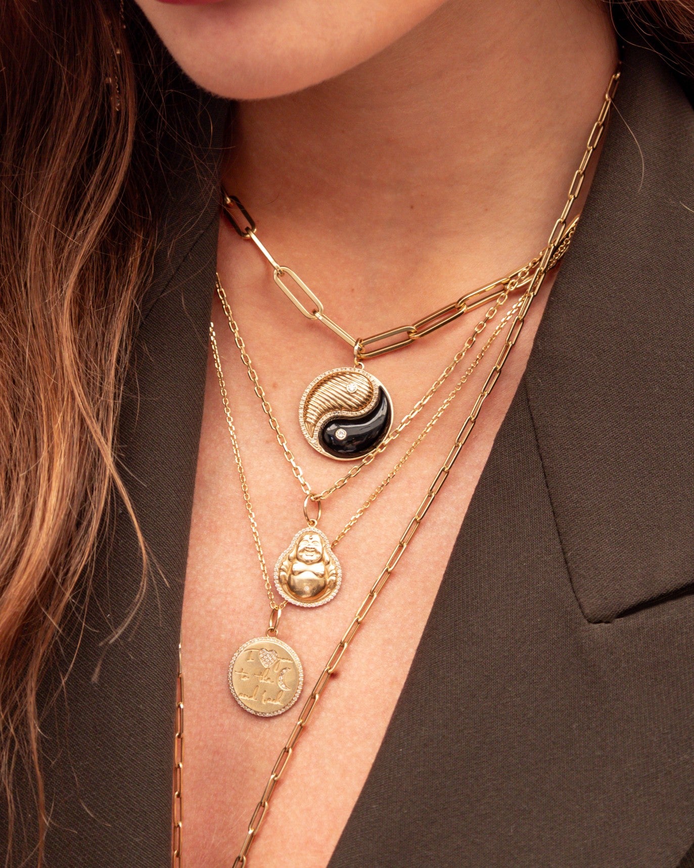 Radiant Gold Yin & Yang Necklace Charm - Sparkle Society