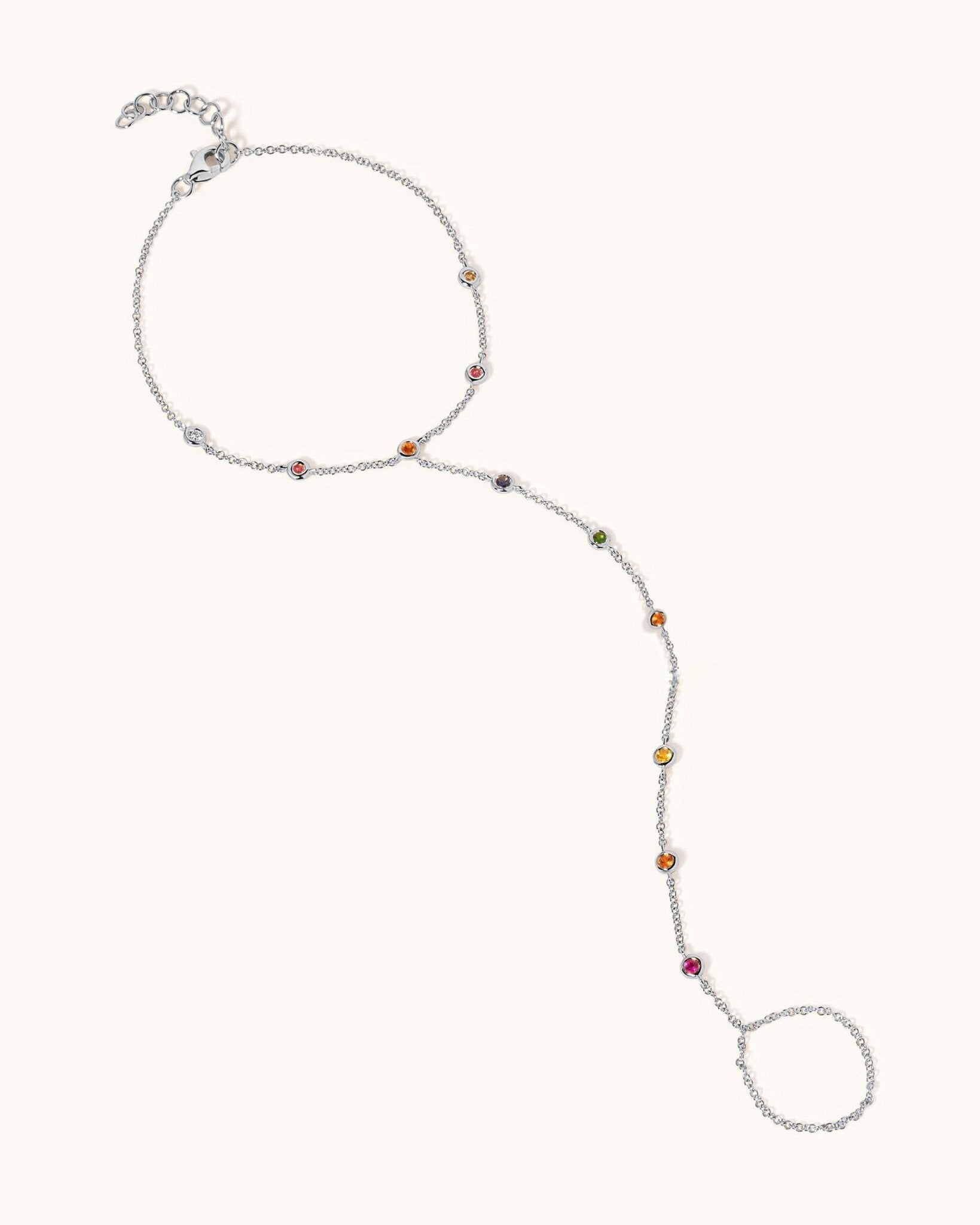Rainbow Bezels Hand Chain Bracelet - Sparkle Society