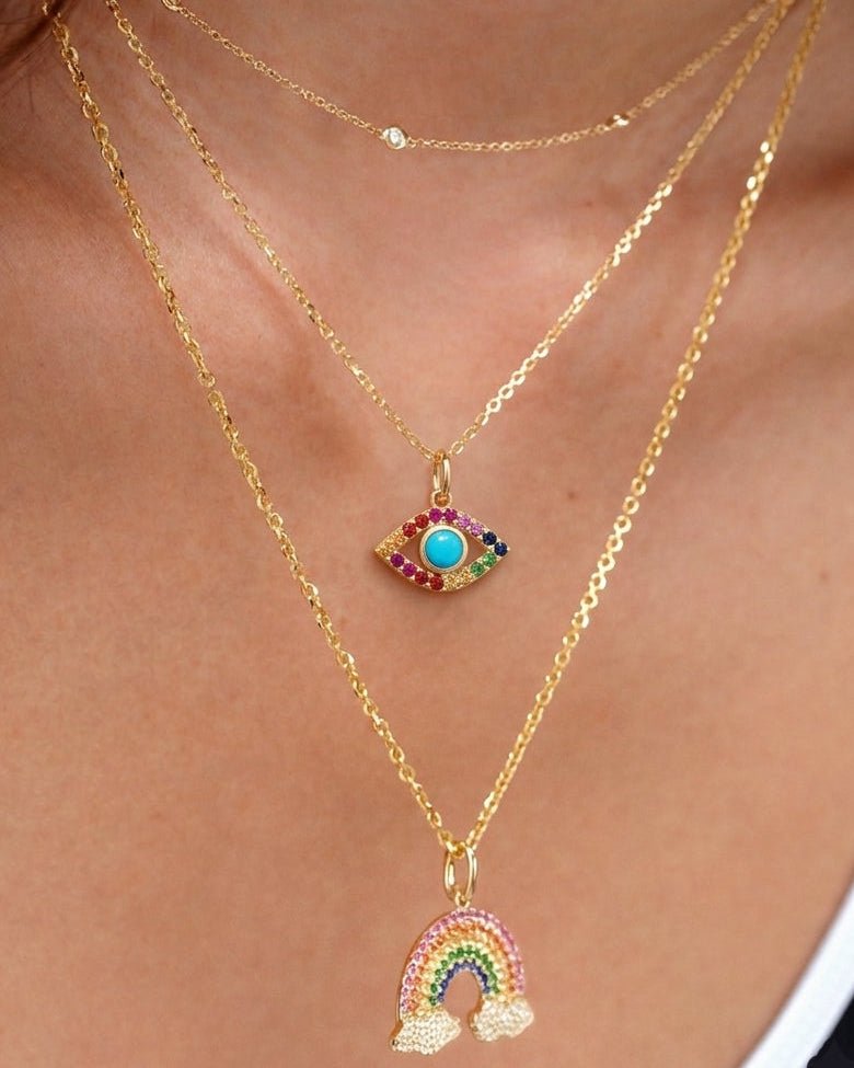 Rainbow Evil Eye Necklace Charm - Sparkle Society