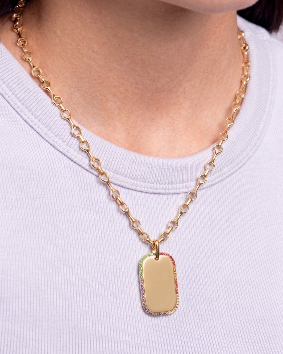 Rainbow Outline ID Tag - Sparkle Society