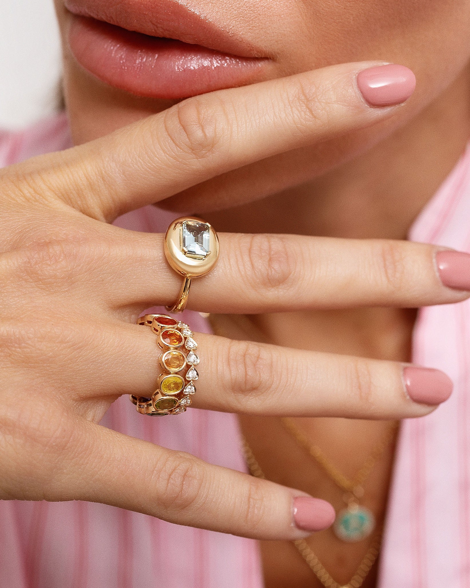 Rainbow Oval Bezel Ring - Sparkle Society