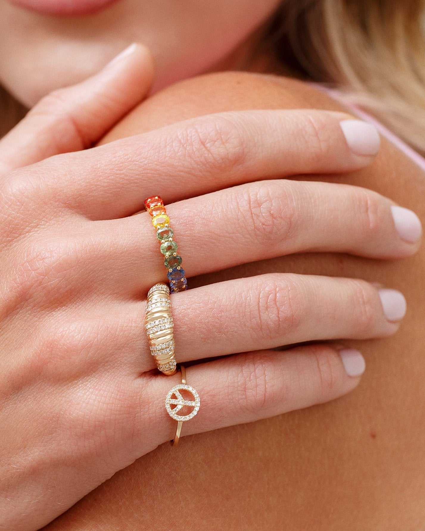 Rainbow Oval Gemstone Ring - Sparkle Society