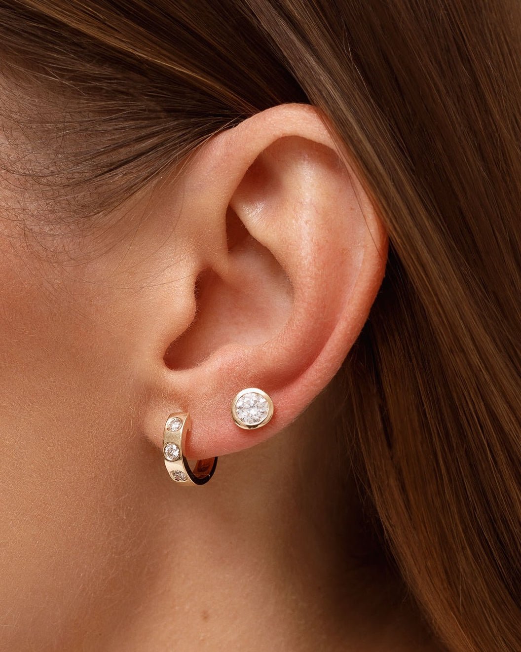 Round Diamond Bezel Studs - Sparkle Society