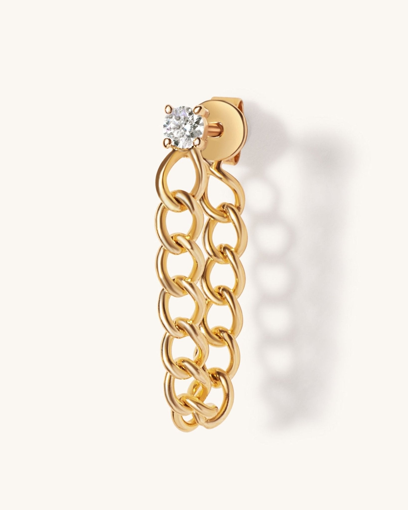 Round Diamond Cuban Link Drop Earring - Sparkle Society