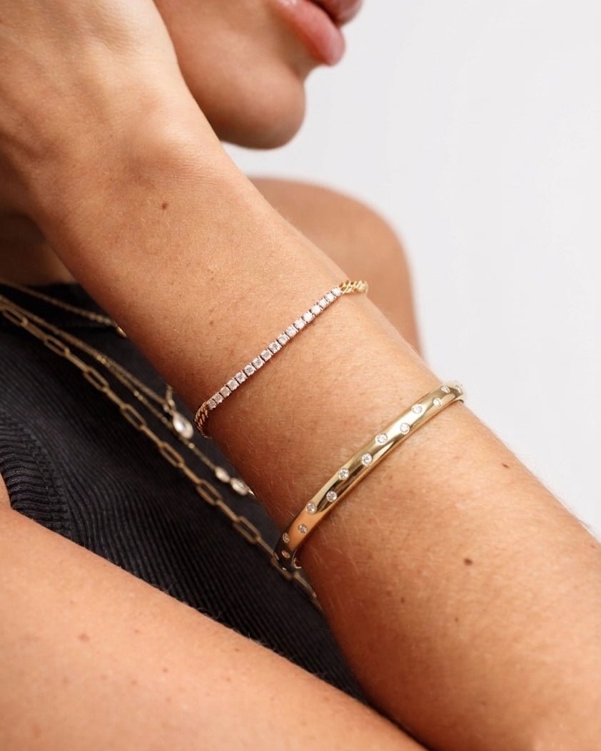 Scattered Diamond Inlay Bangle - Sparkle Society