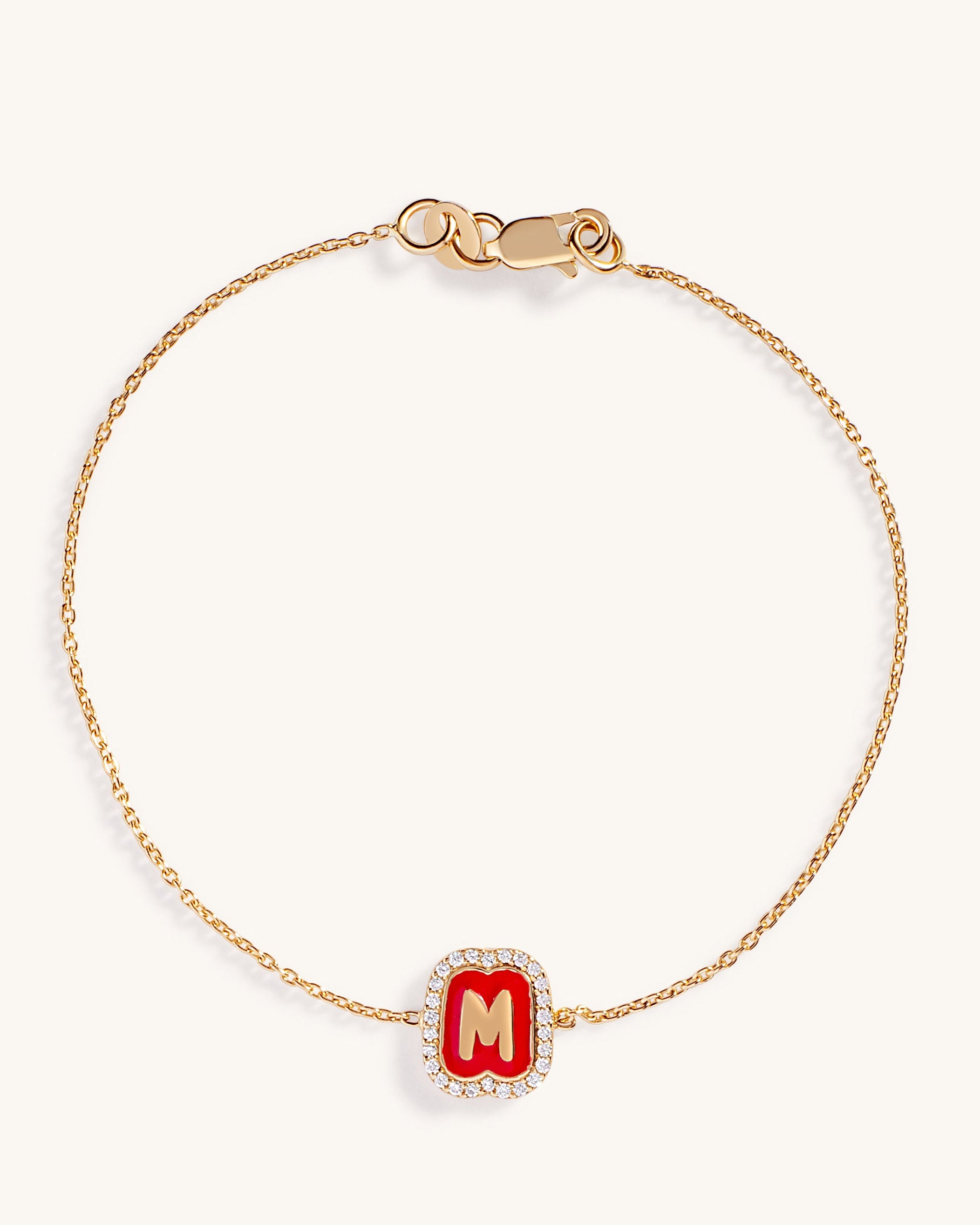 Single Diamond and Enamel Bubble Initial Bracelet - Sparkle Society