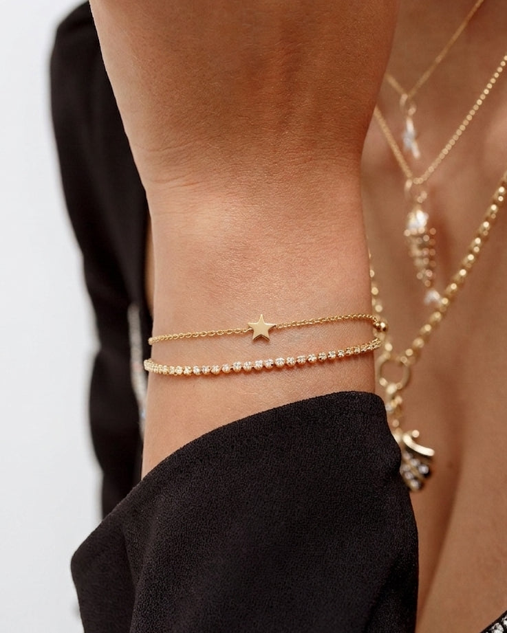 Single Solid Gold Star Bolo Bracelet - Sparkle Society