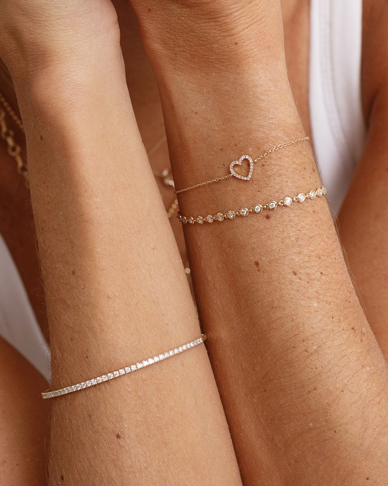 Small Diamond Heart Bracelet - Sparkle Society
