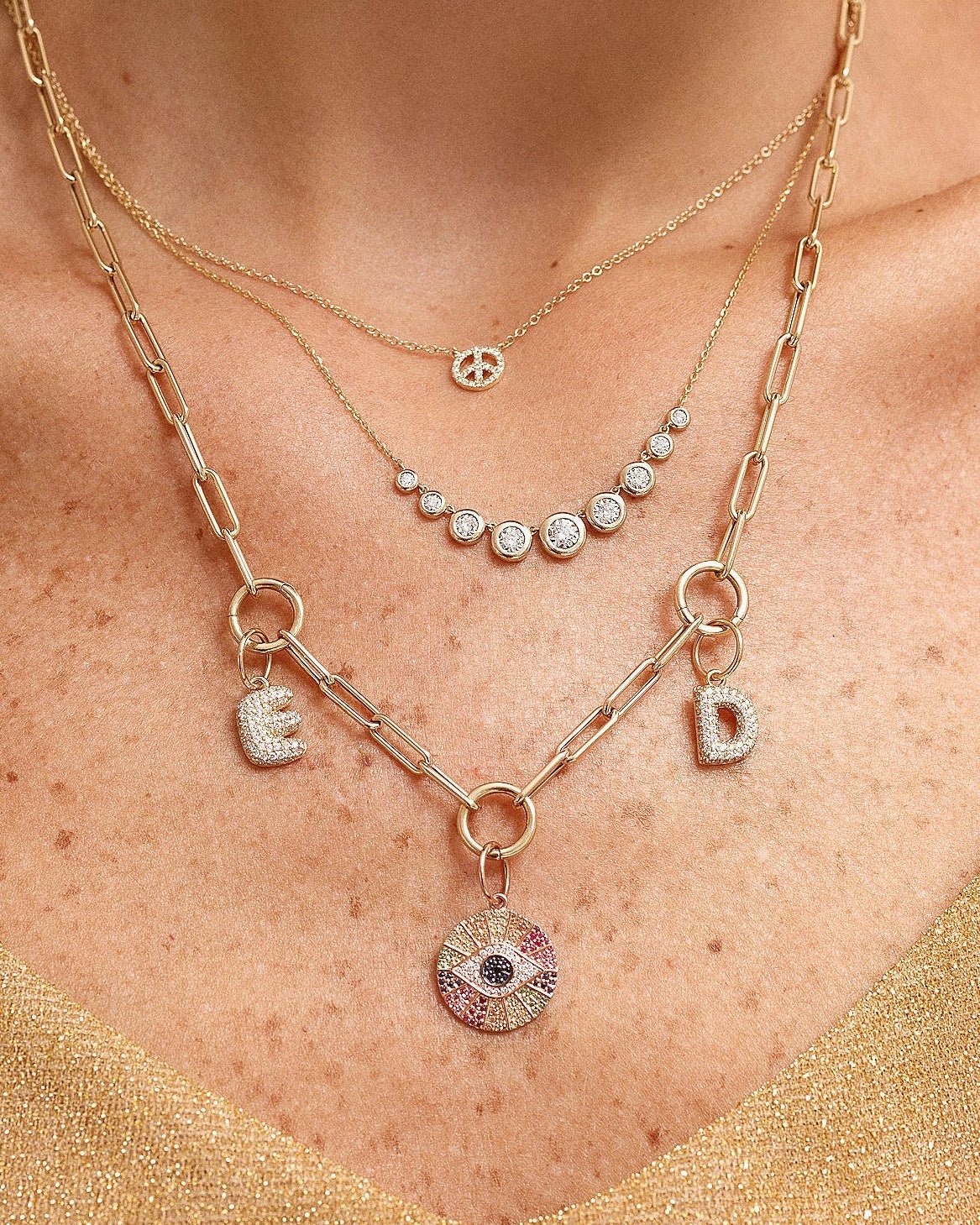 Small Gemstone Evil Eye Necklace Charm - Sparkle Society