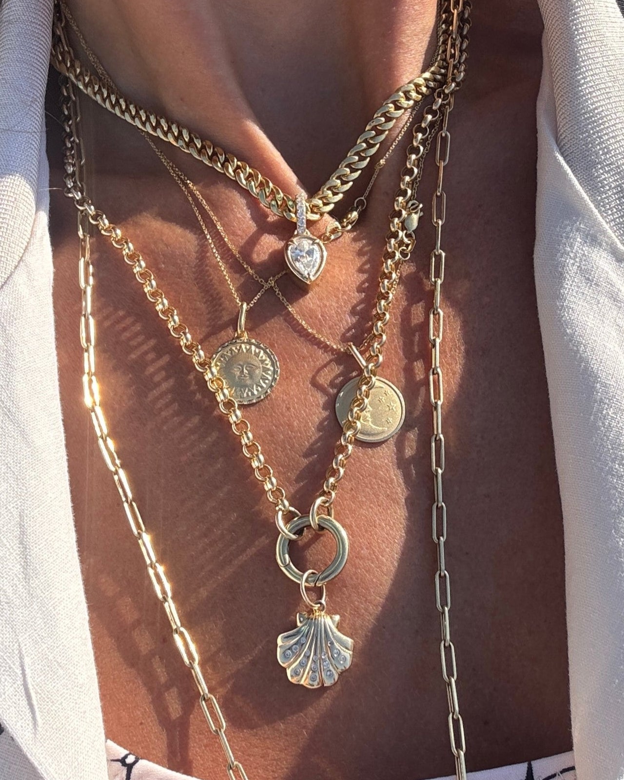 Small Gold and Diamond Seashell Charm - Sparkle Society