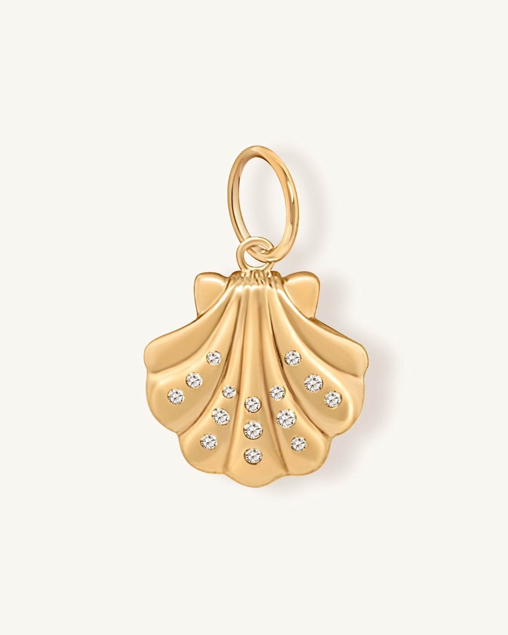 Small Gold and Diamond Seashell Charm - Sparkle Society