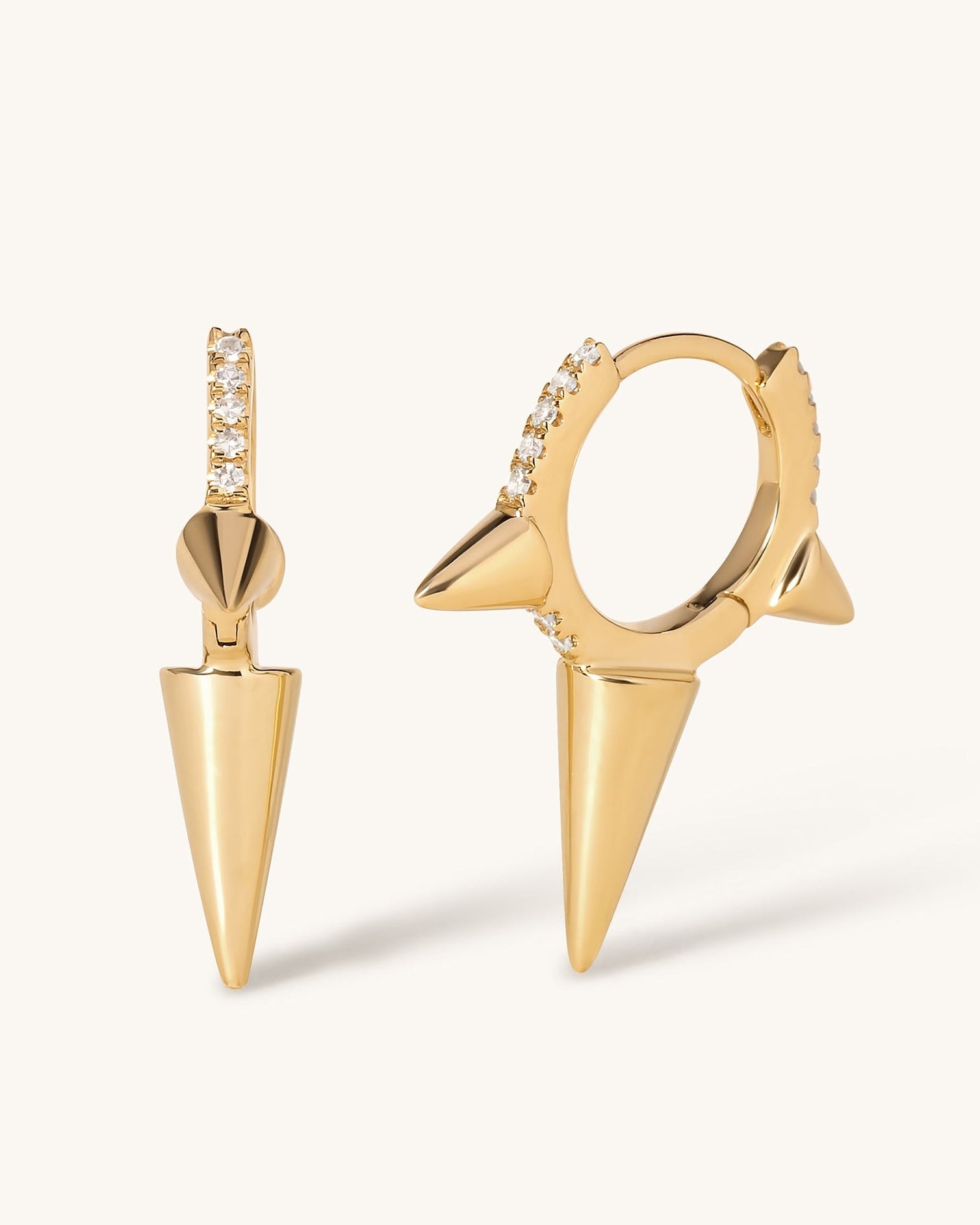 Small Gold And Diamond Spike Huggies - Sparkle Society