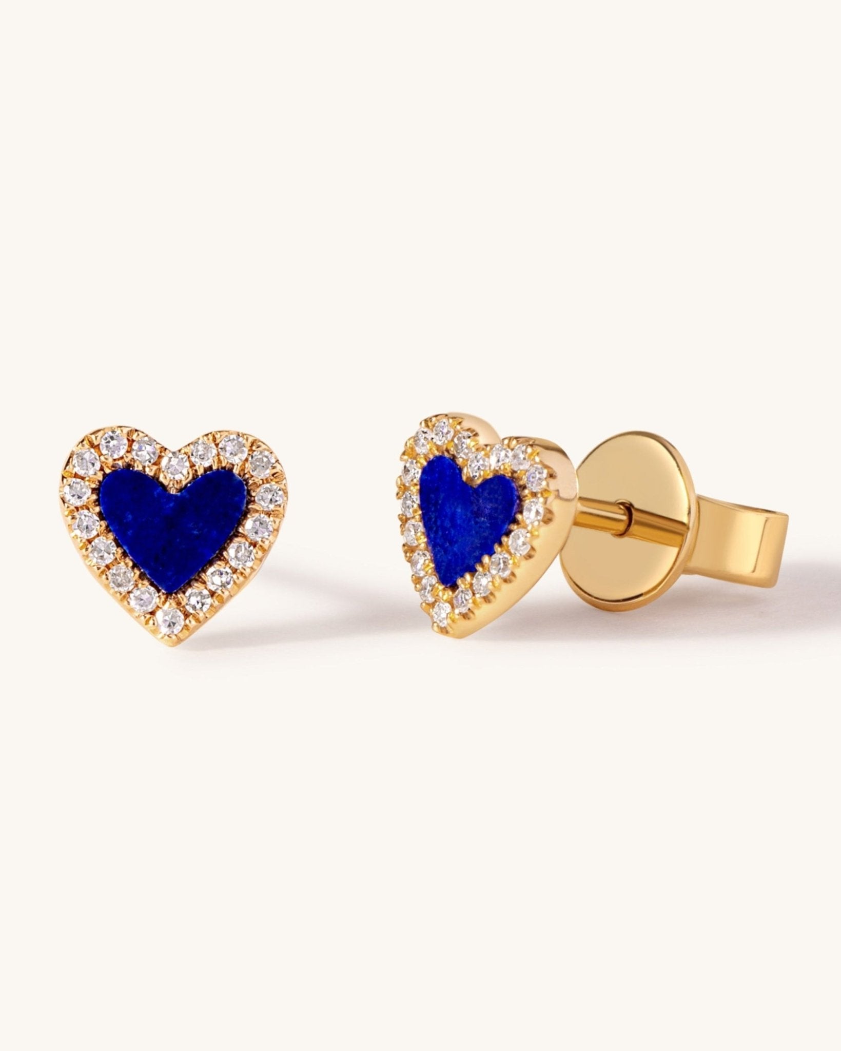 Small Pave Outline Gemstone Heart Studs - Sparkle Society