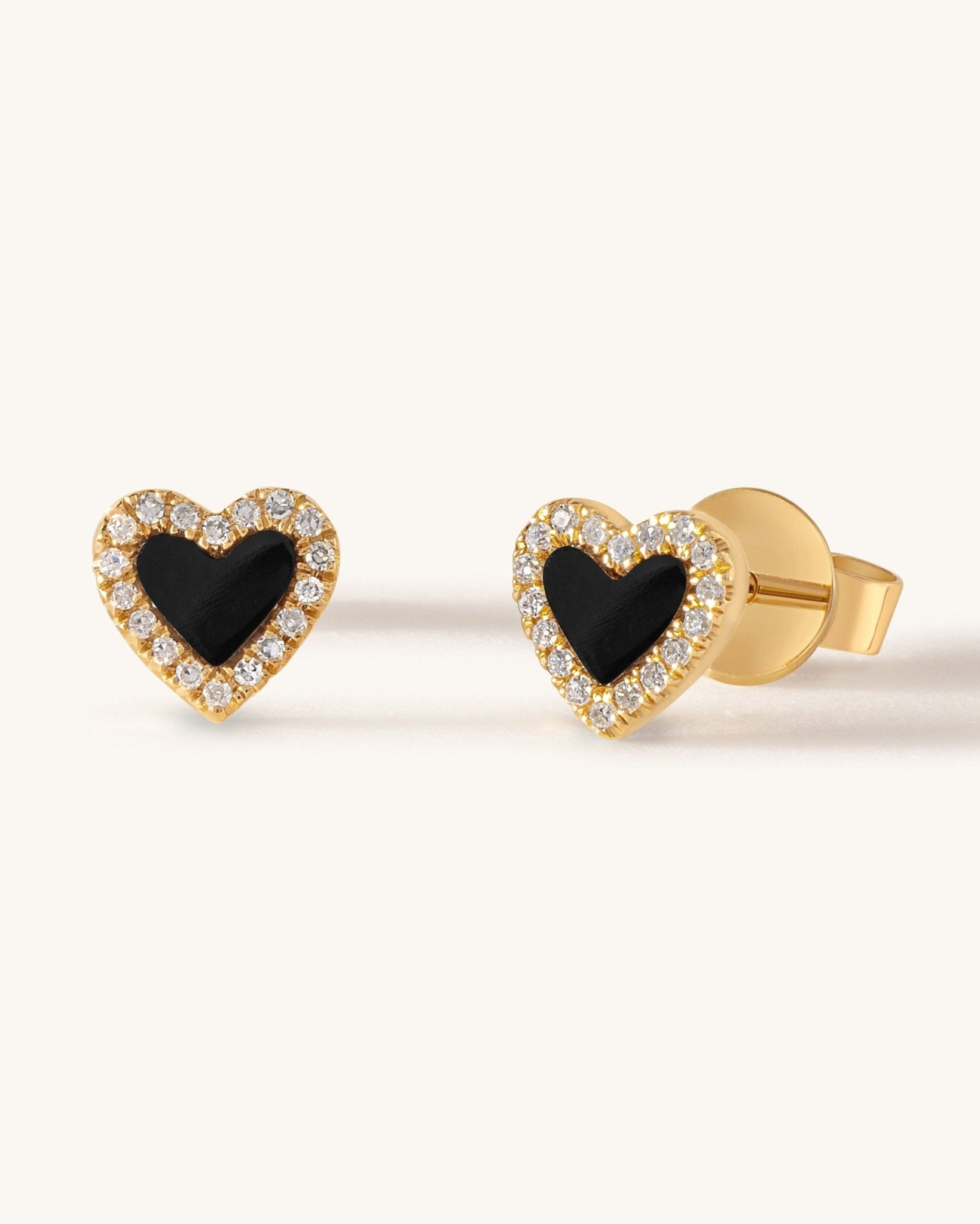 Small Pave Outline Gemstone Heart Studs - Sparkle Society