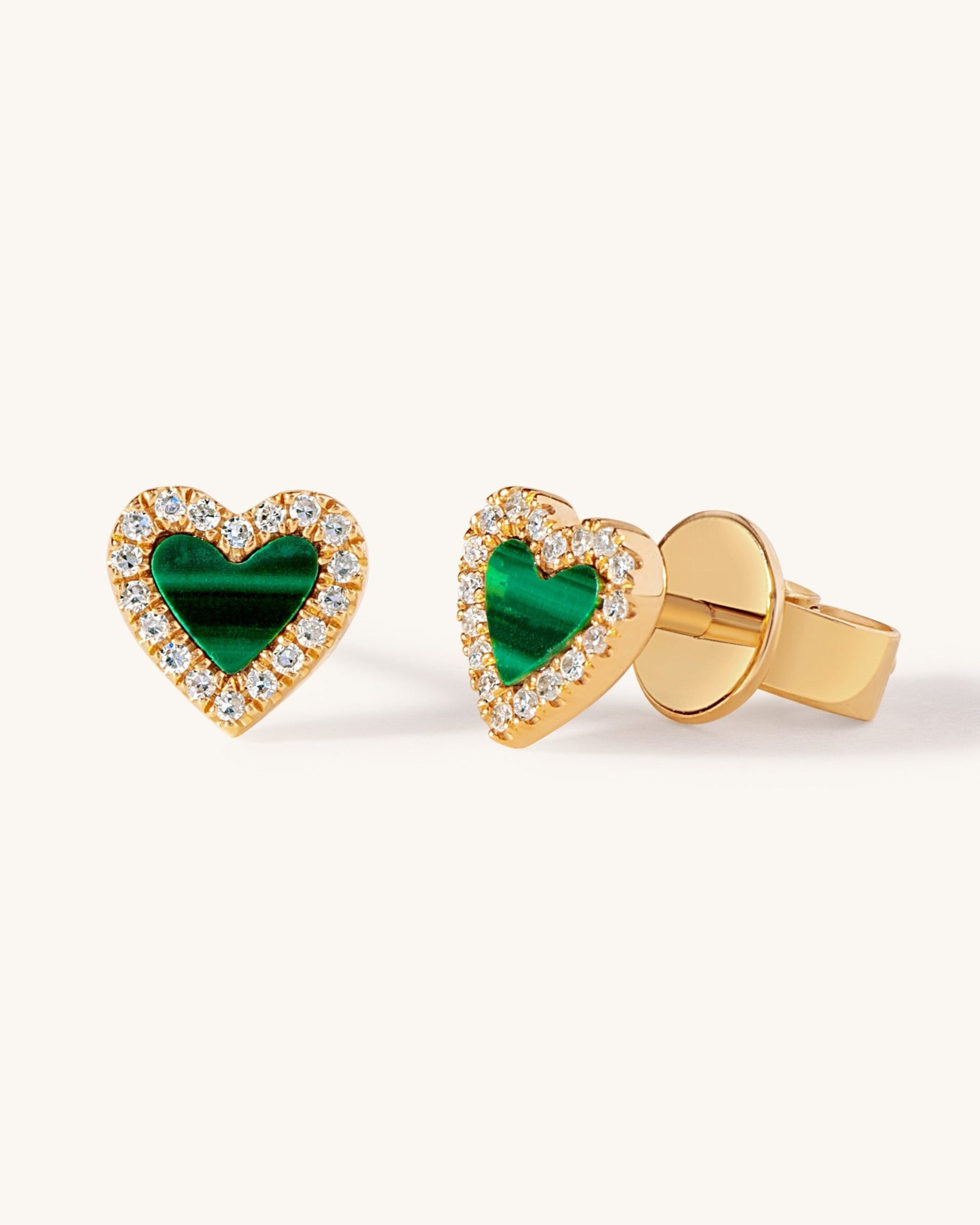 Small Pave Outline Gemstone Heart Studs - Sparkle Society