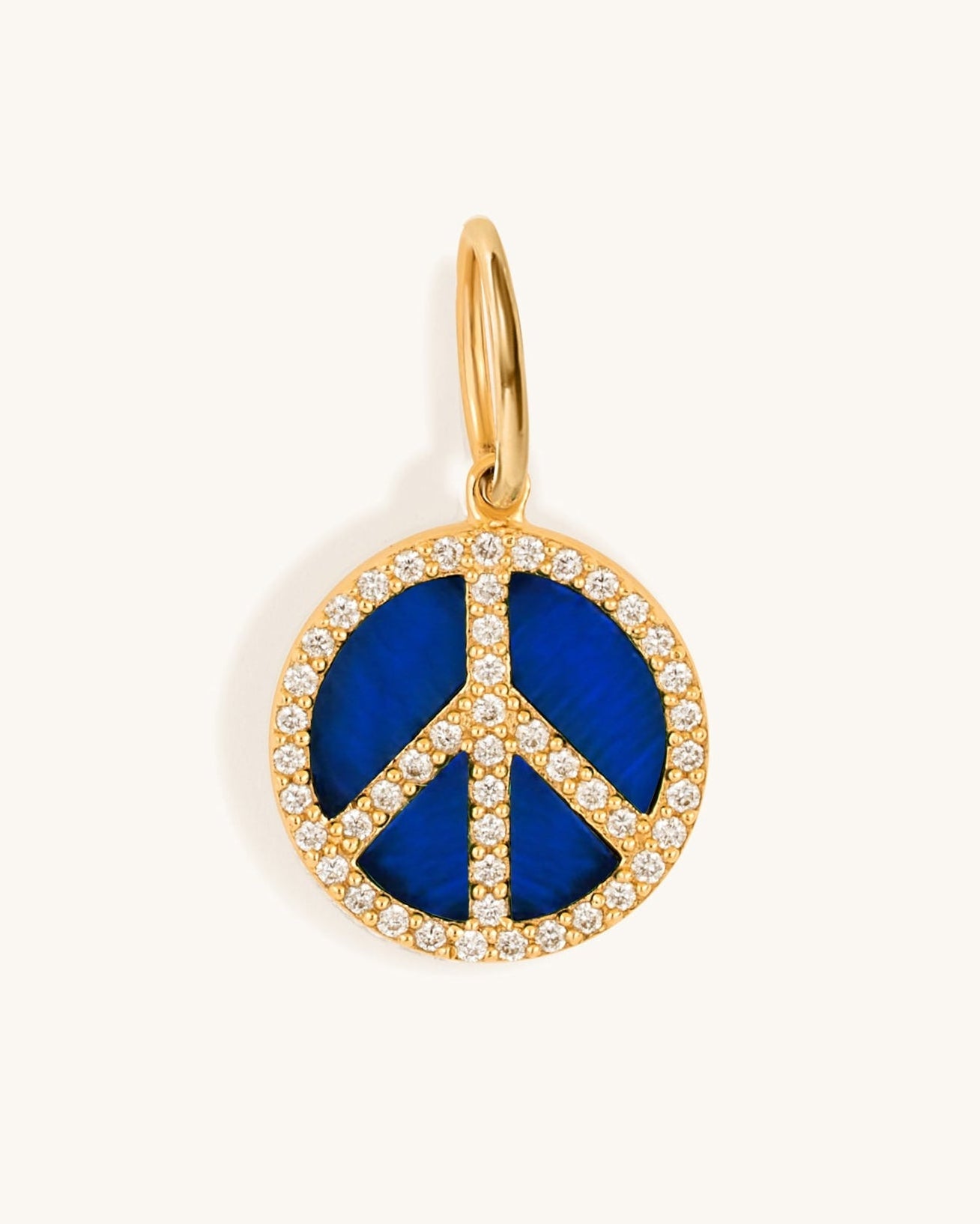 Small Pave Outline Gemstone Peace Necklace Charm - Sparkle Society