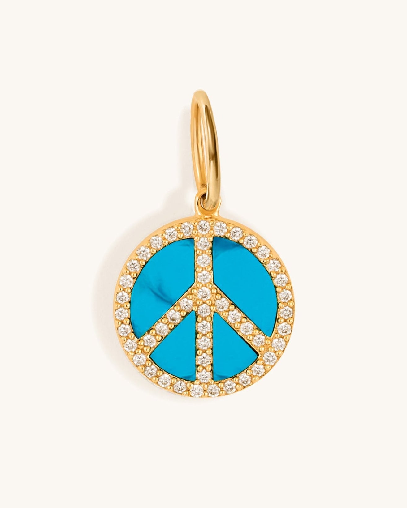 Small Pave Outline Gemstone Peace Necklace Charm - Sparkle Society