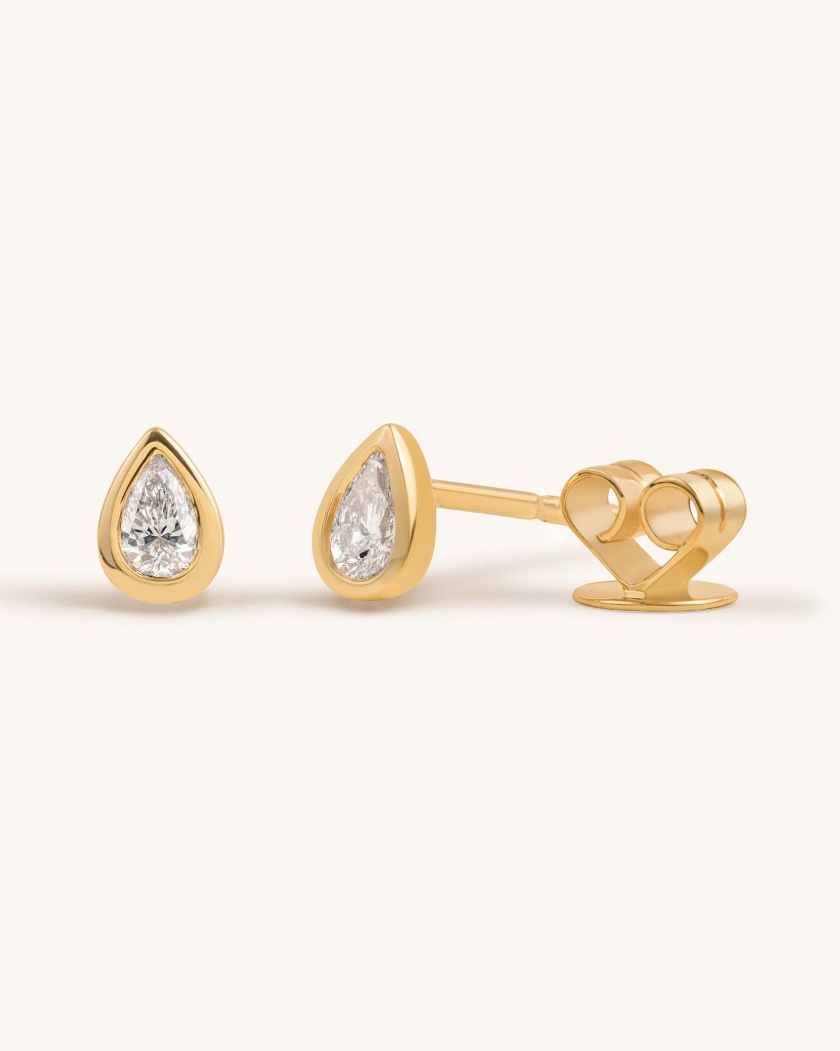 Small Pear Diamond Bezel Studs - Sparkle Society