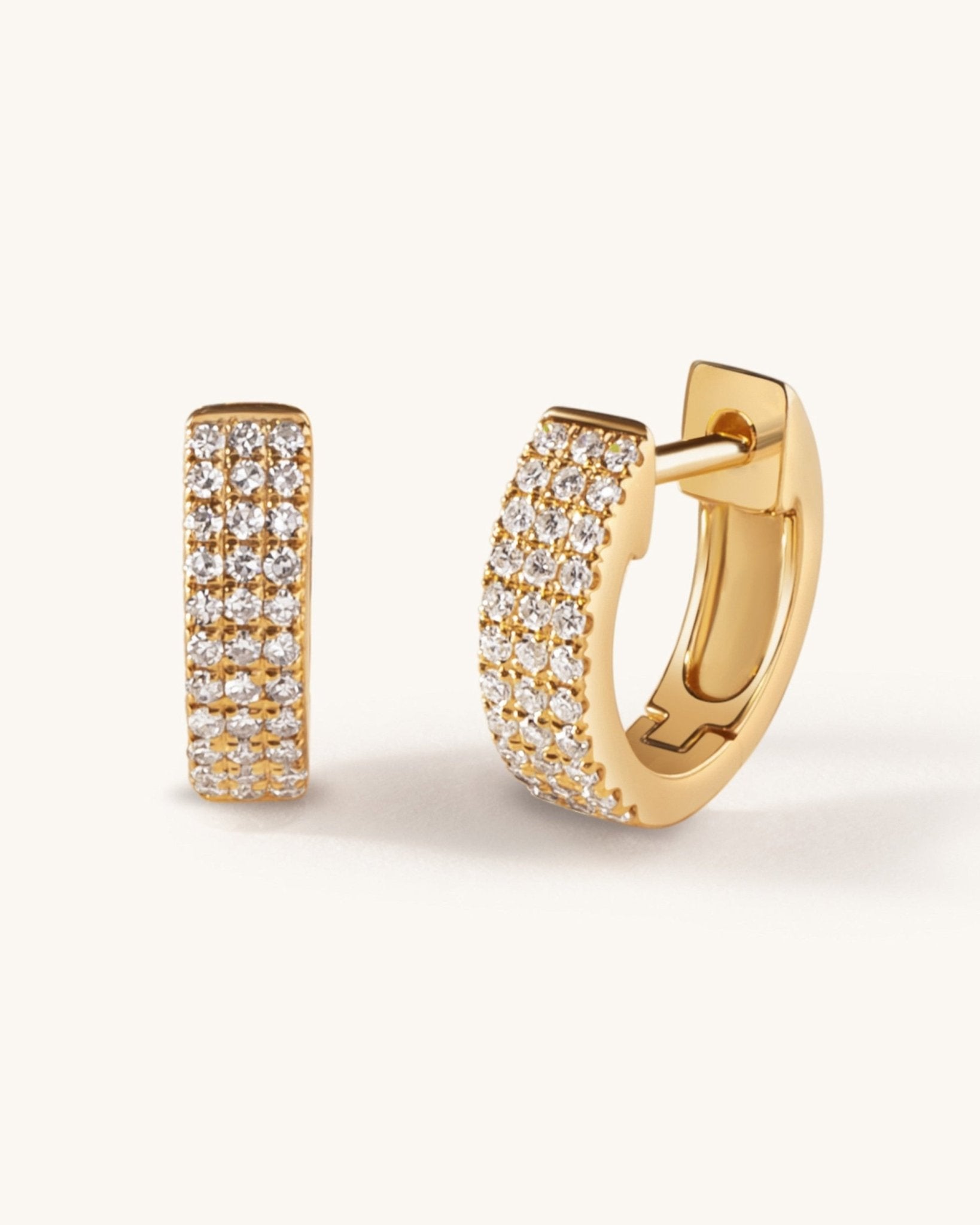 Small Triple Row Diamond Huggies - Sparkle Society