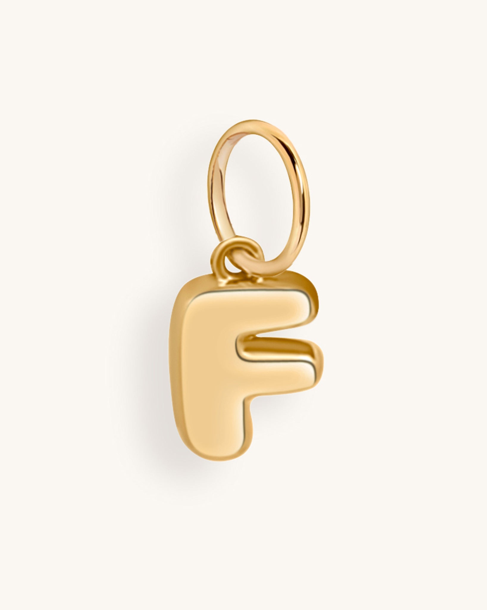 Solid Gold Bubble Font Initial Charm - Sparkle Society