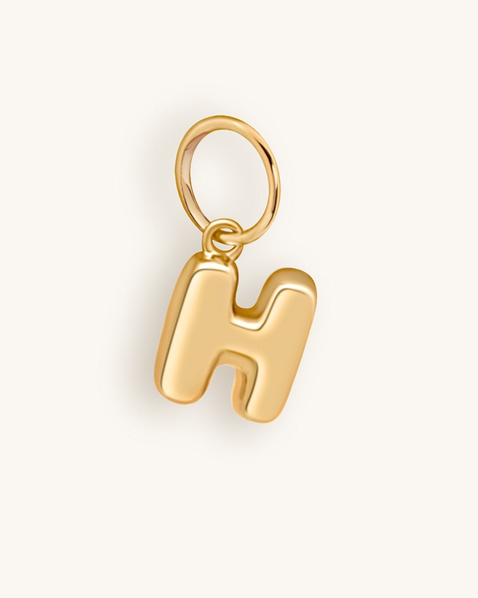 Solid Gold Bubble Font Initial Charm - Sparkle Society