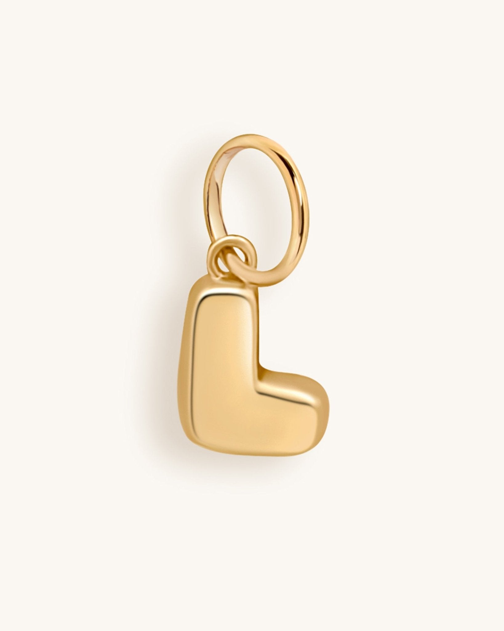 Solid Gold Bubble Font Initial Charm - Sparkle Society