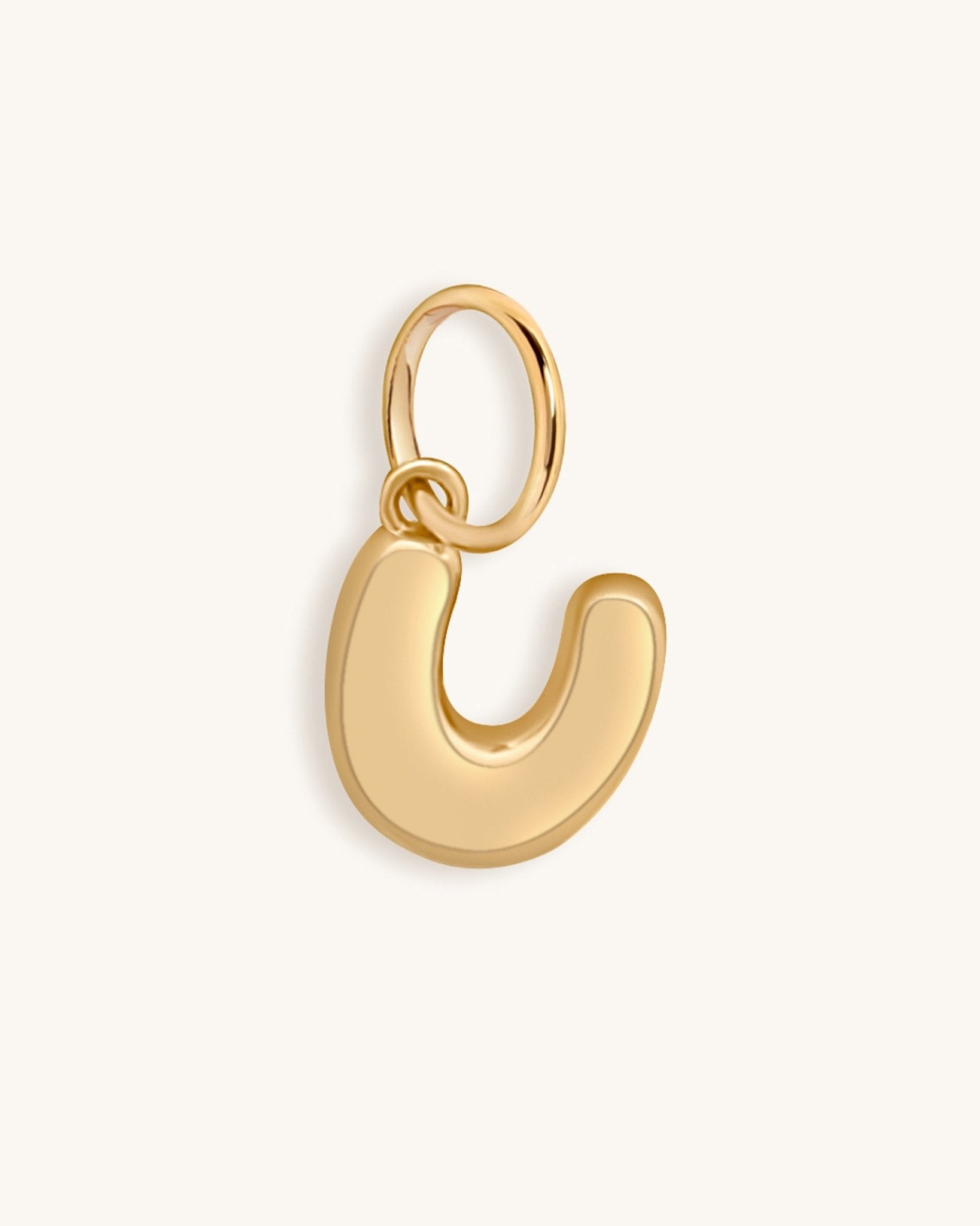 Solid Gold Bubble Font Initial Charm - Sparkle Society