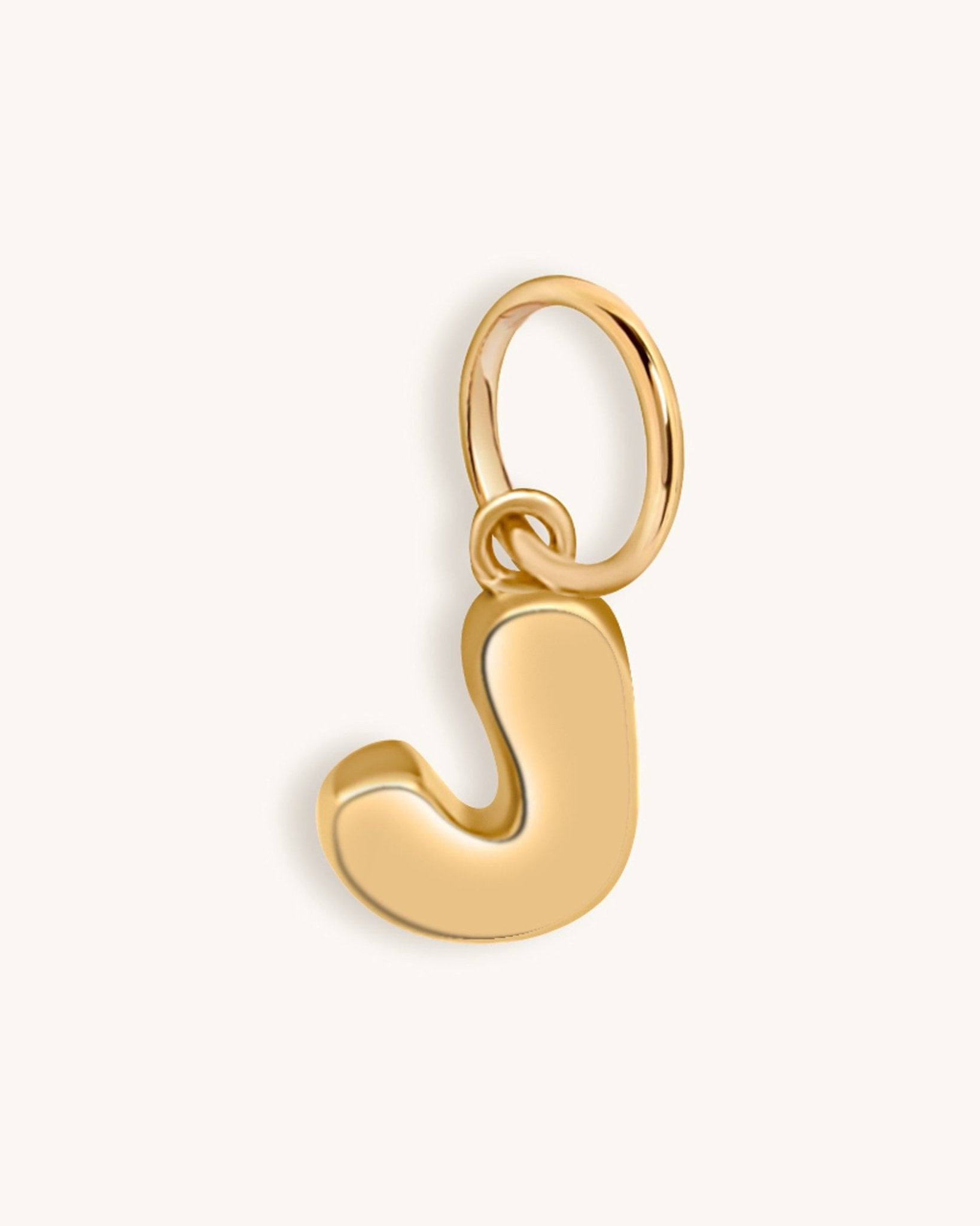 Solid Gold Bubble Font Initial Charm - Sparkle Society