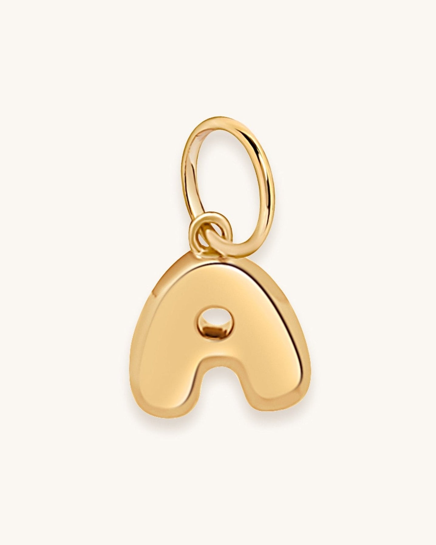 Solid Gold Bubble Font Initial Charm - Sparkle Society