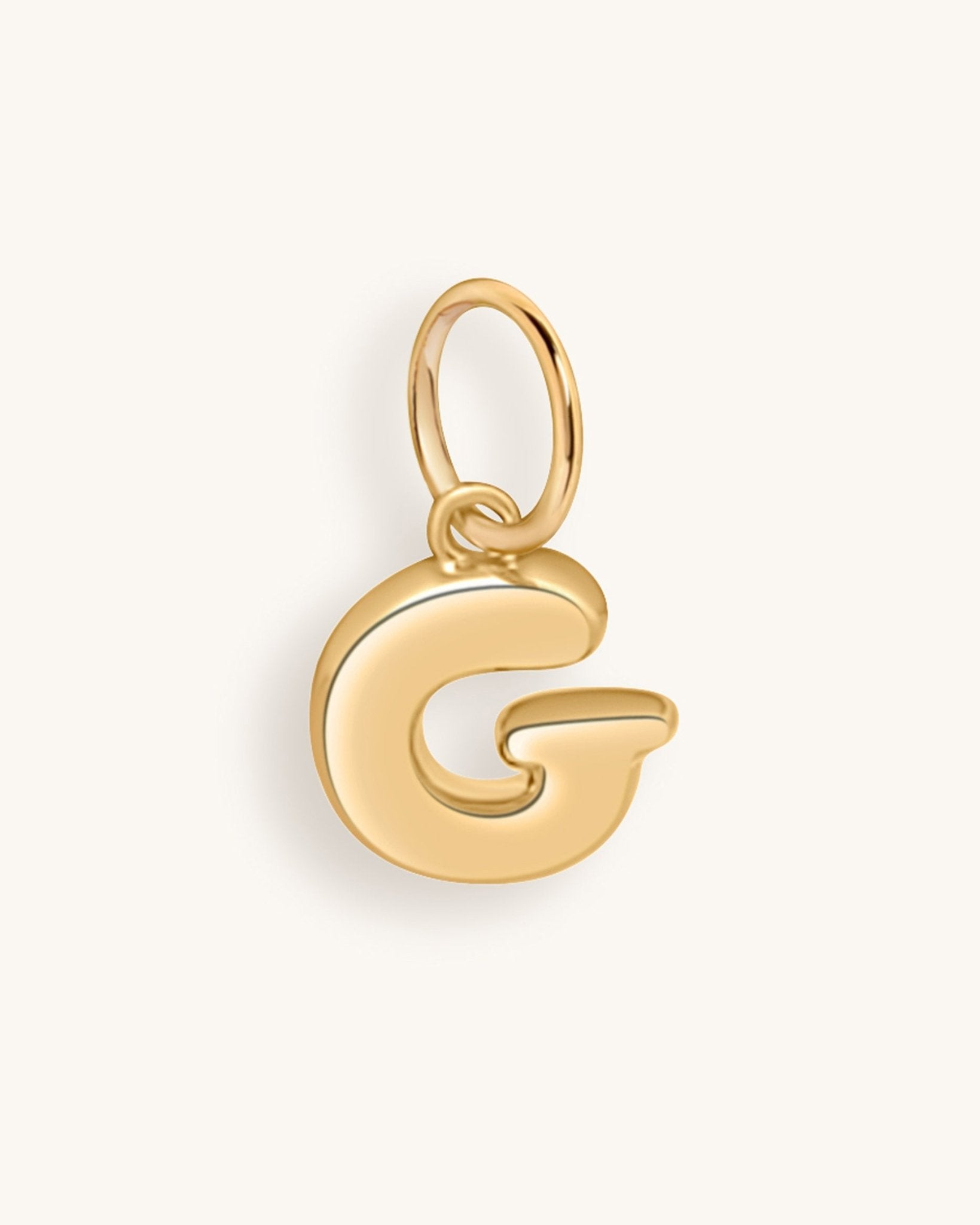 Solid Gold Bubble Font Initial Charm - Sparkle Society